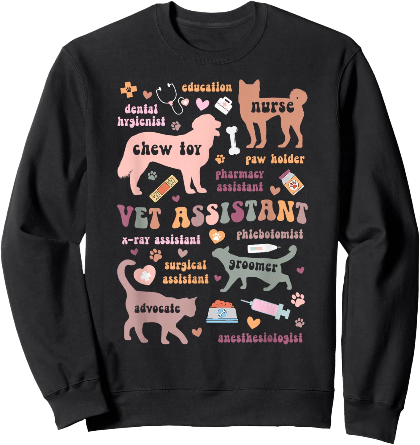Groovy Vet Assistant Veterinary Assistant Appreciation Sweatshirt - Sweatshirt | Black