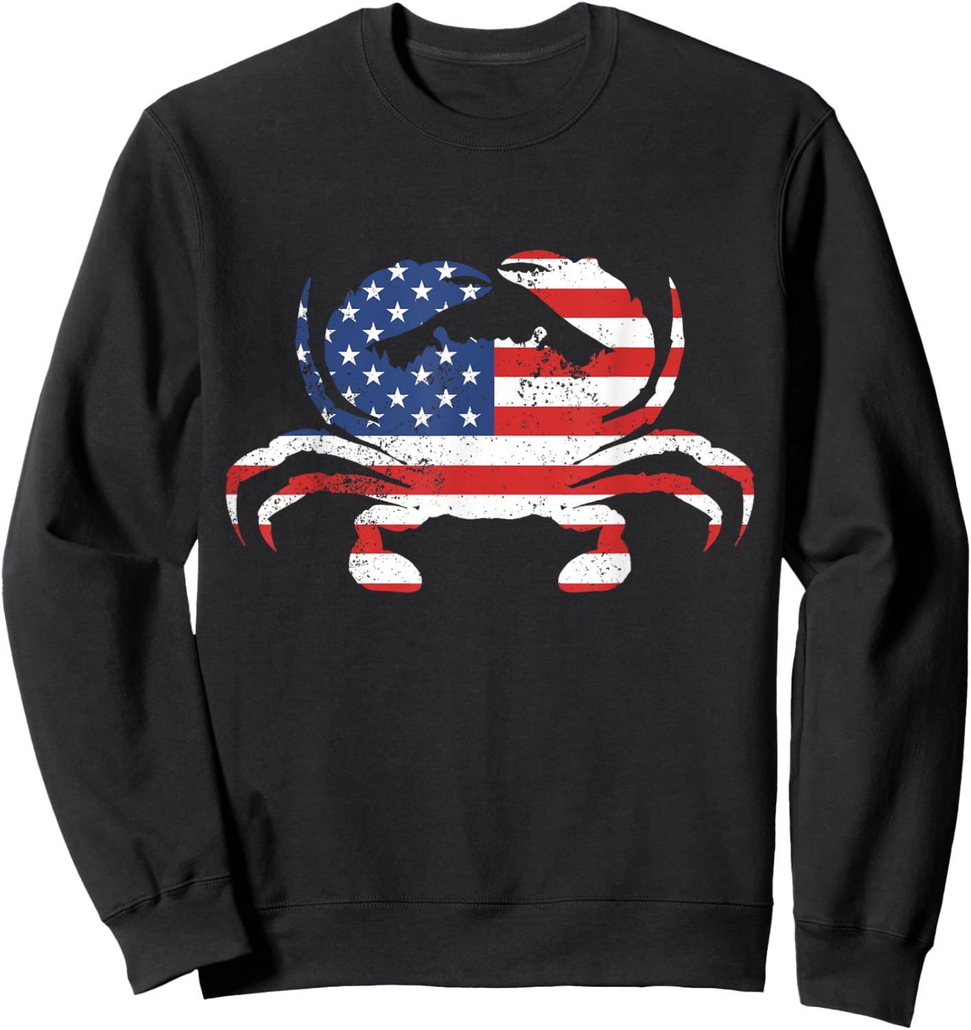 American Flag Crab Blue Crab Seafood USA Crab Meat Lover Sweatshirt - Sweatshirt | Black