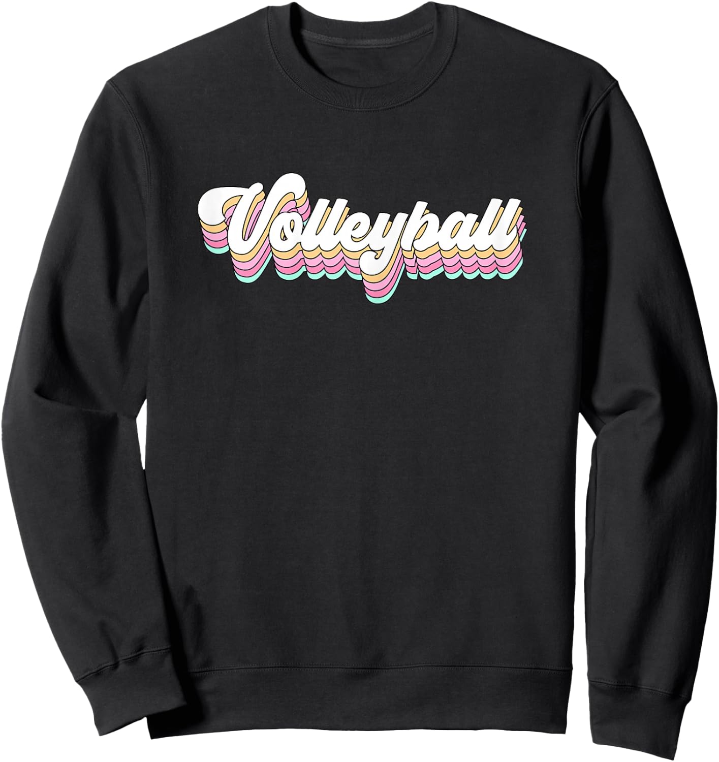 Retro Volleyball Pastel Aesthetic Teen Girls Women Groovy Sweatshirt - Sweatshirt | Black