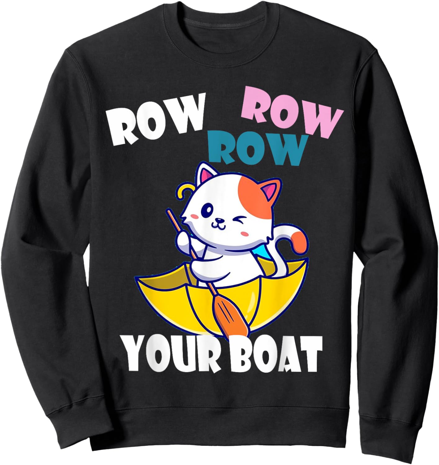 Row Row Row Your Boat Cute Unicorn Funny Kids Sweatshirt - Sweatshirt | Black