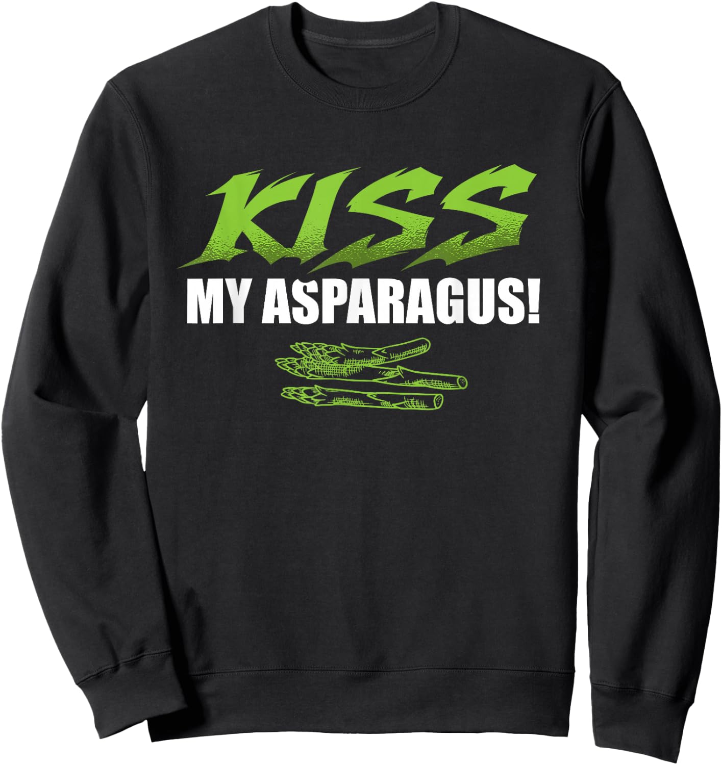 Kiss My Asparagus Lover Vegetarian Vegetable Vegan Sweatshirt - Sweatshirt | Black