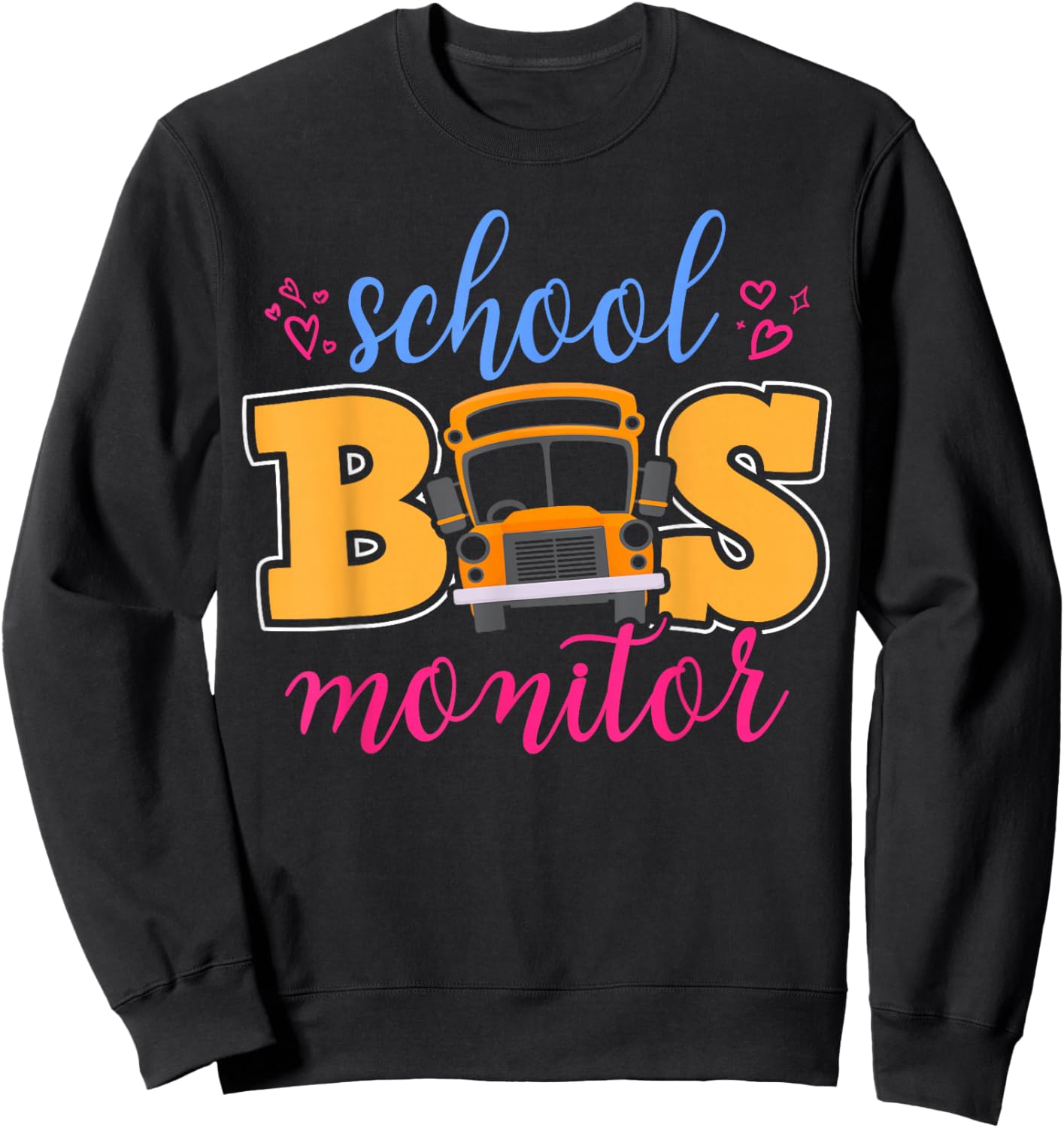 School Bus Monitor Heart Sweatshirt - Sweatshirt | Black