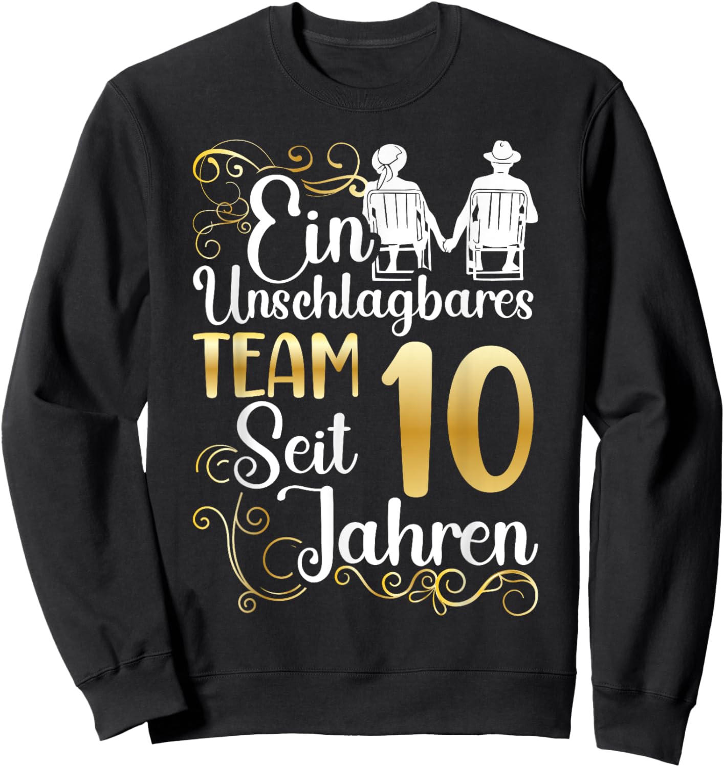 Rosenhochzeit 10 Jahre Verheiratet Hochzeitstag Sweatshirt - Sweatshirt | Black