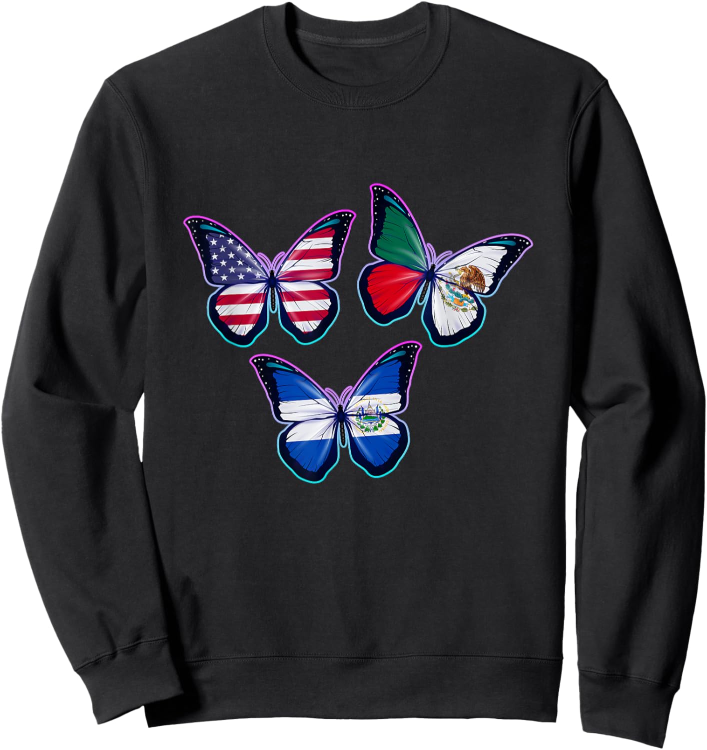 Multiculti Heritage. El Salvador Mexico and The USA Sweatshirt - Sweatshirt | Black
