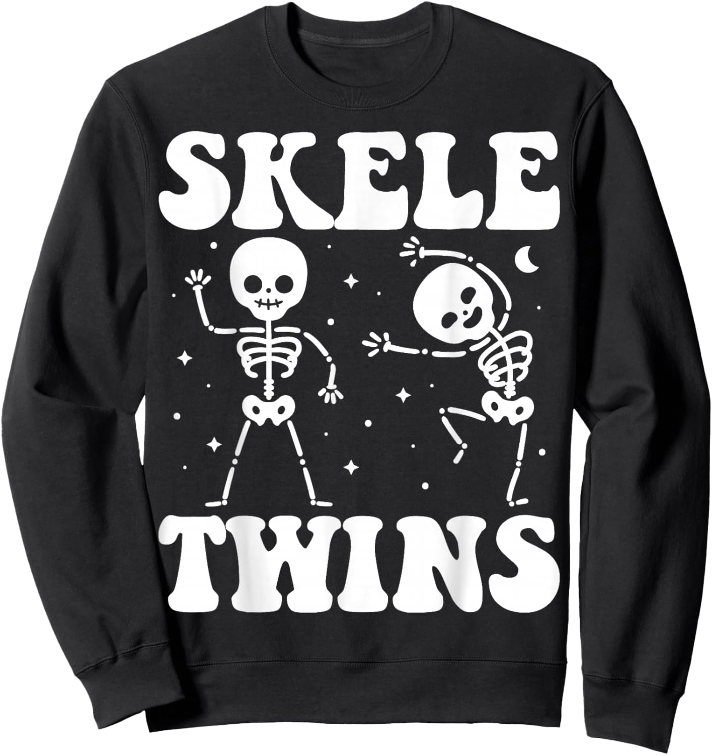 Funny Dancing Skeletons Twins Halloween Matching Skeletwins Sweatshirt - Sweatshirt | Black