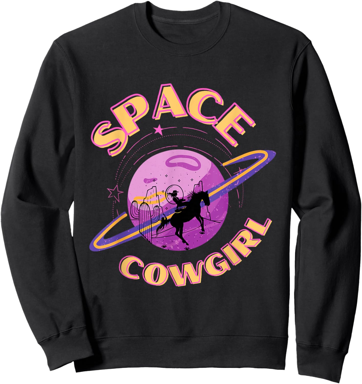 Space Cowgirls Bachelorette Party Rodeo Western Aesthetic Sweatshirt - Sweatshirt | Black