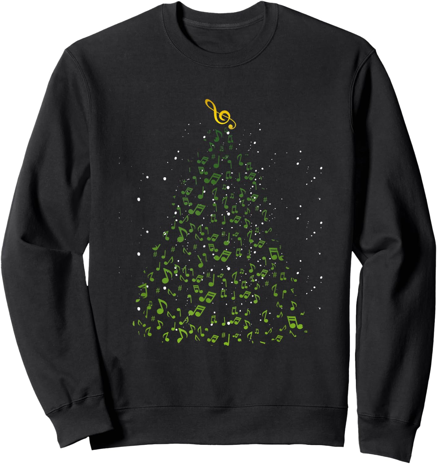 Musical Notes Funny Music Lover Musician Christmas Apparel Sweatshirt - Sweatshirt | Black