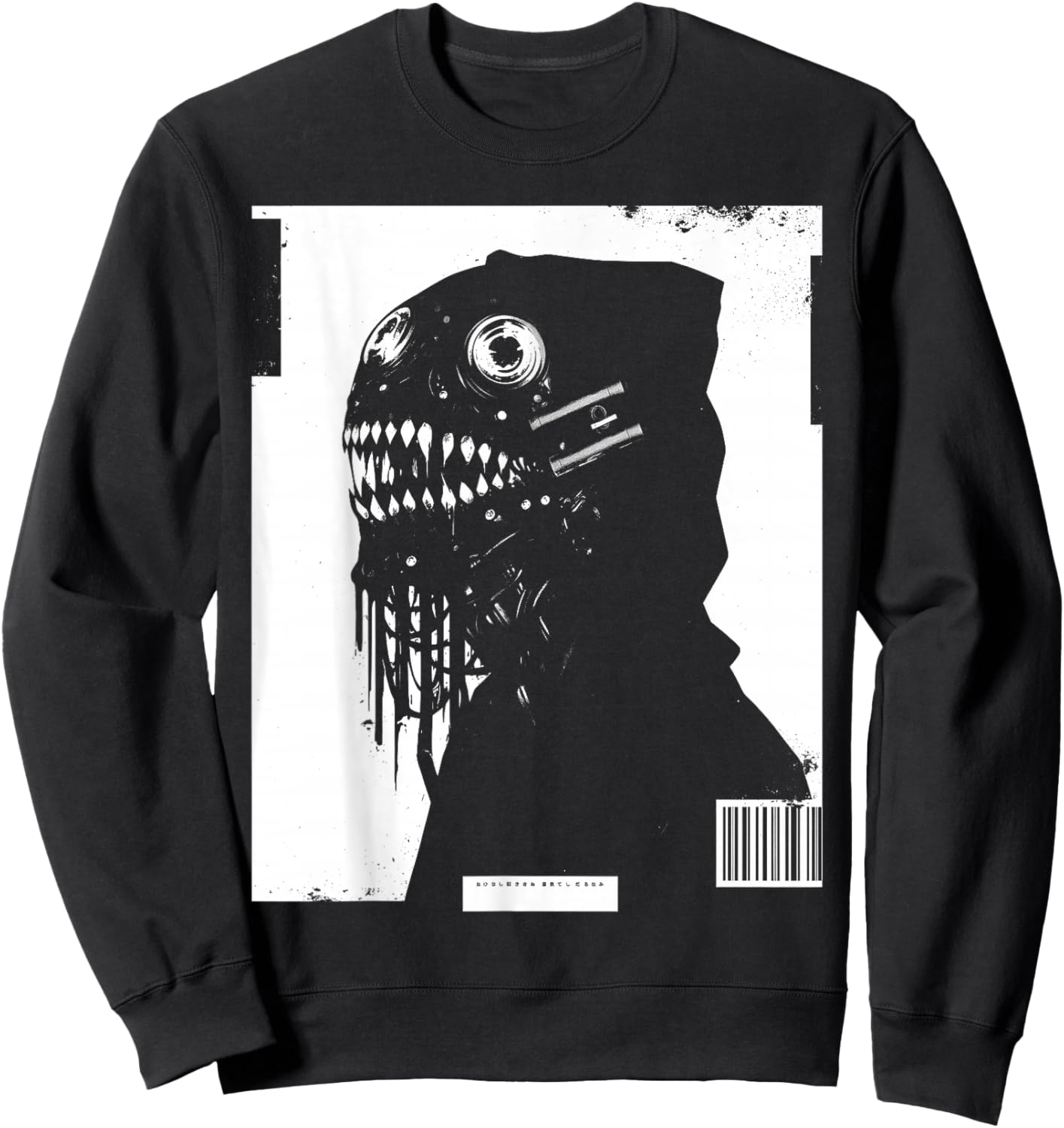 Horror Techwear Ghoul Futuristic Grunge Cybergoth Gothic Sweatshirt - Sweatshirt | Black