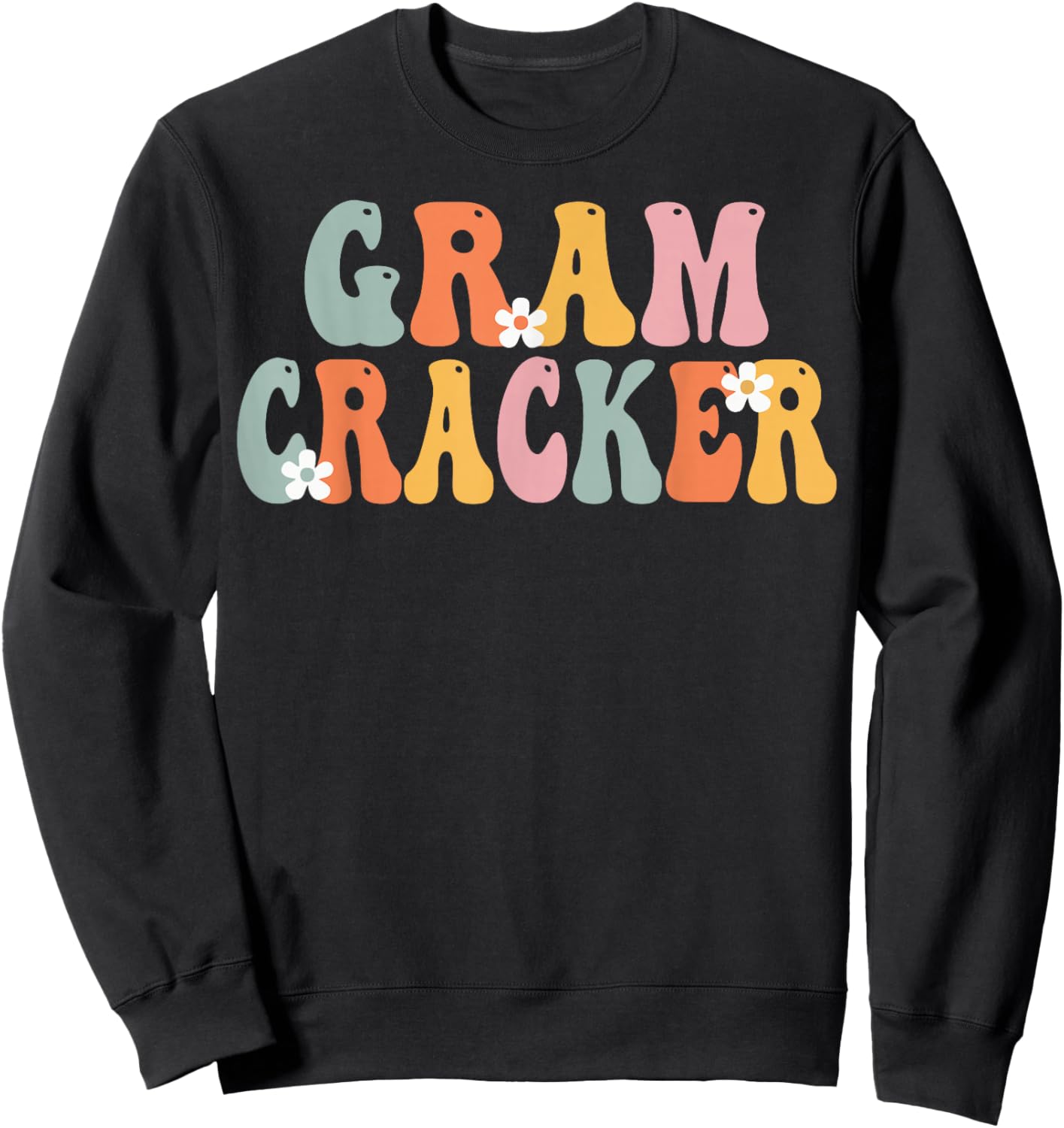 GRAM-CRACKER Retro Groovy Mom Cute Mothers Day Funny Grandma Sweatshirt - Sweatshirt | Black