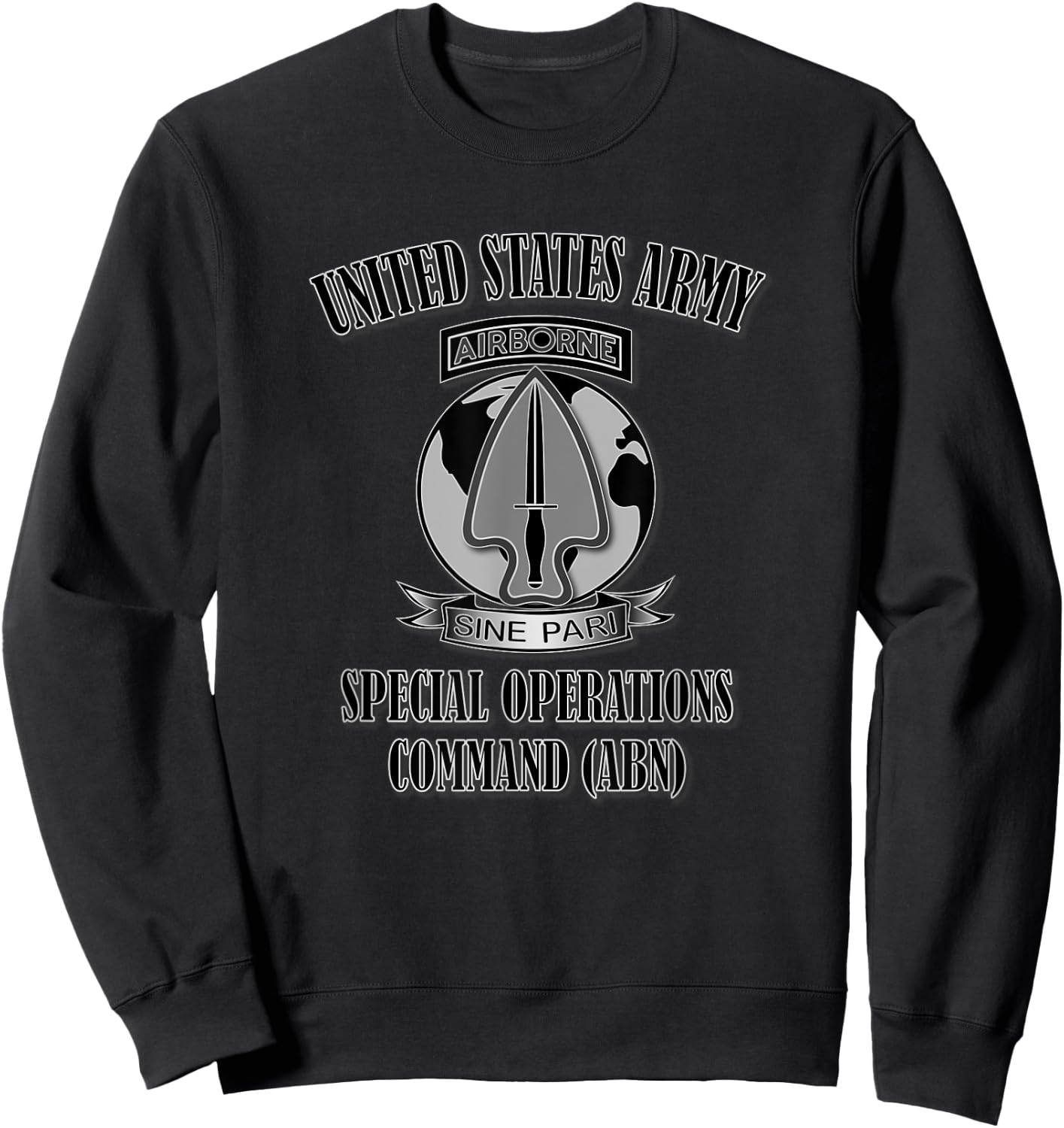 U.S. Army Special Operations Command (ABN) (Front Design) Sweatshirt - Sweatshirt | Black
