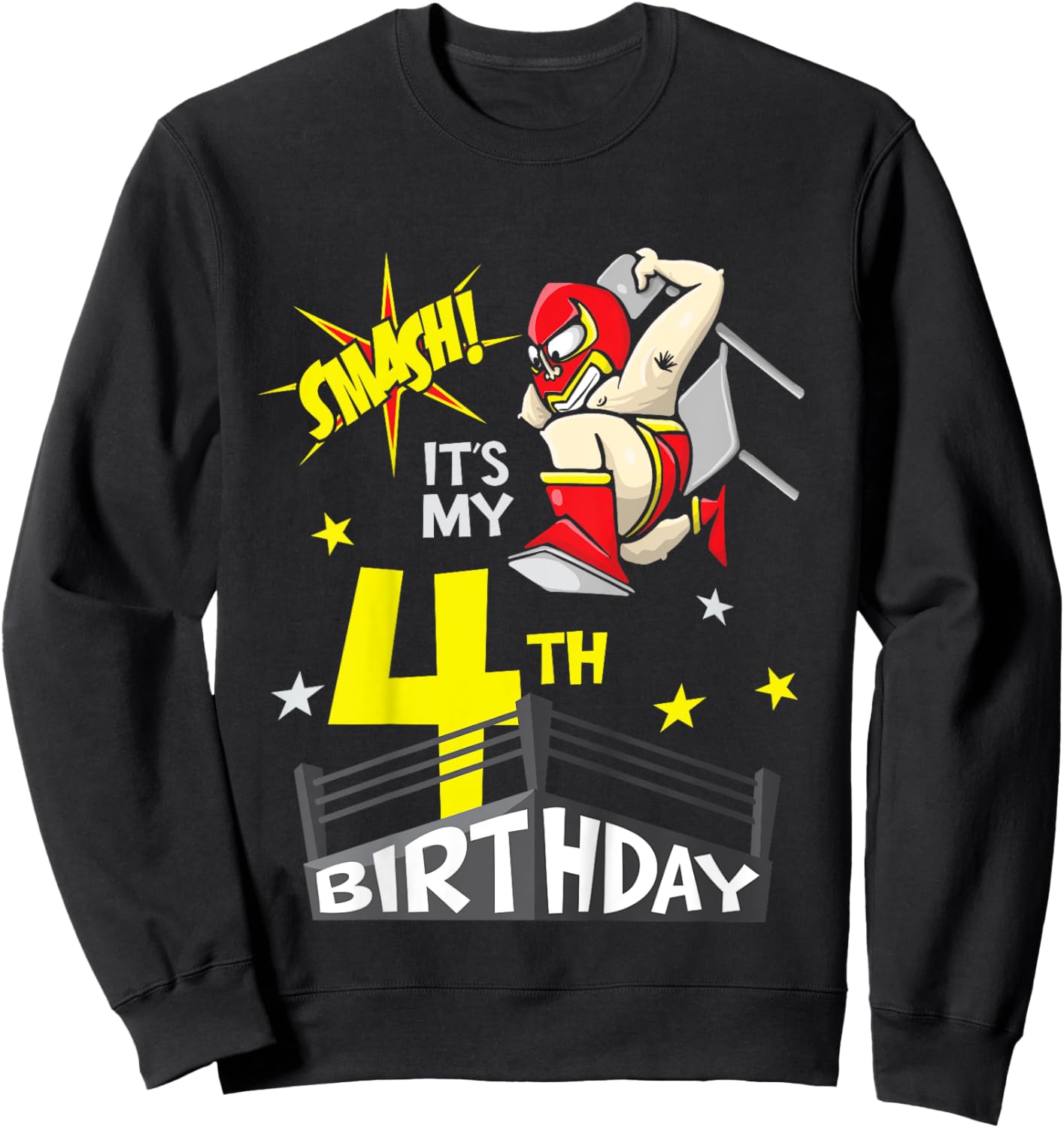 Kids Kids It's My 4th Birthday 4th Birthday Shirt Boy, Wrestling Sweatshirt - Sweatshirt | Black