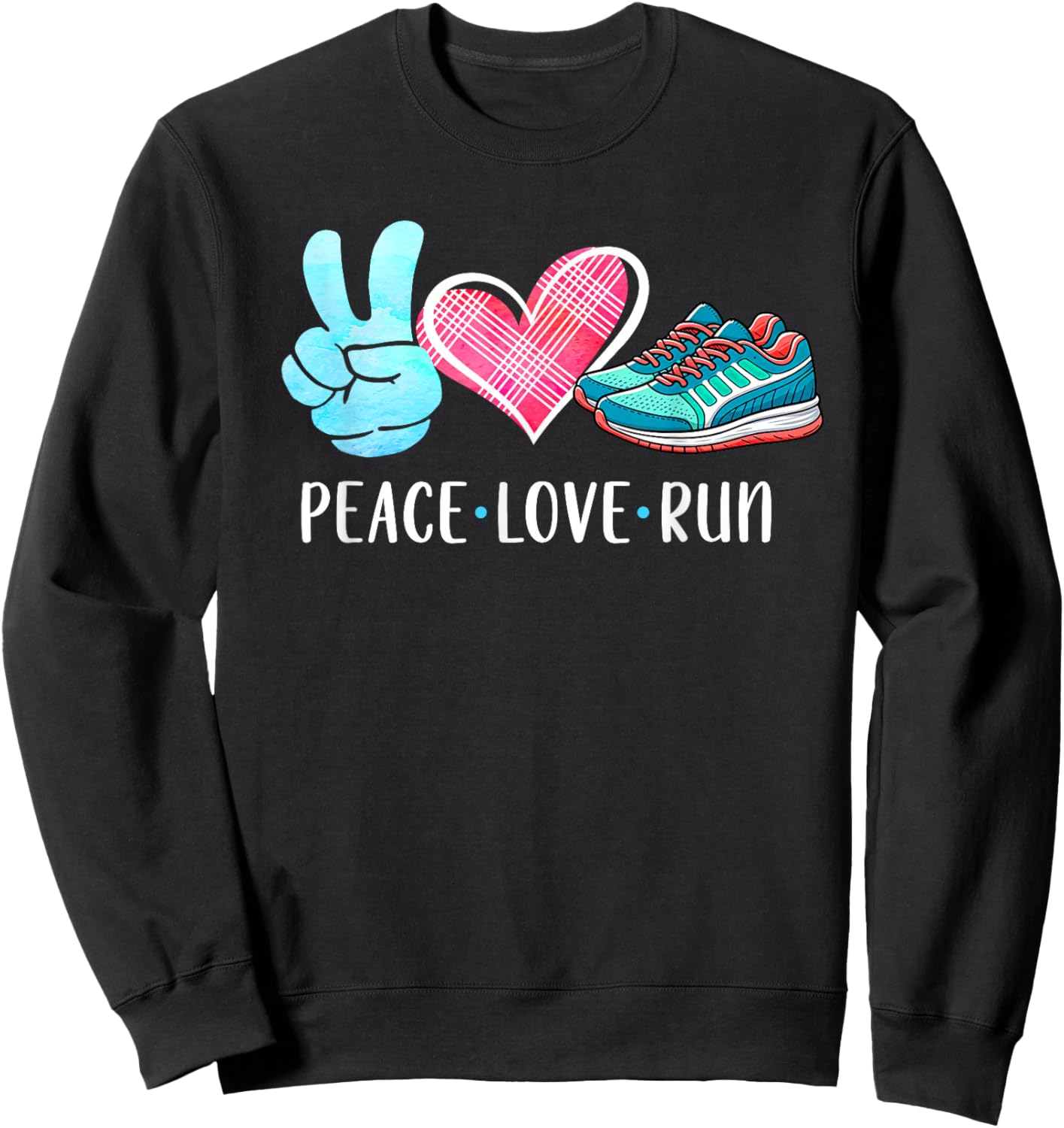 Running Lover Running Team Runner Athletic Peace Love Run Sweatshirt - Sweatshirt | Black