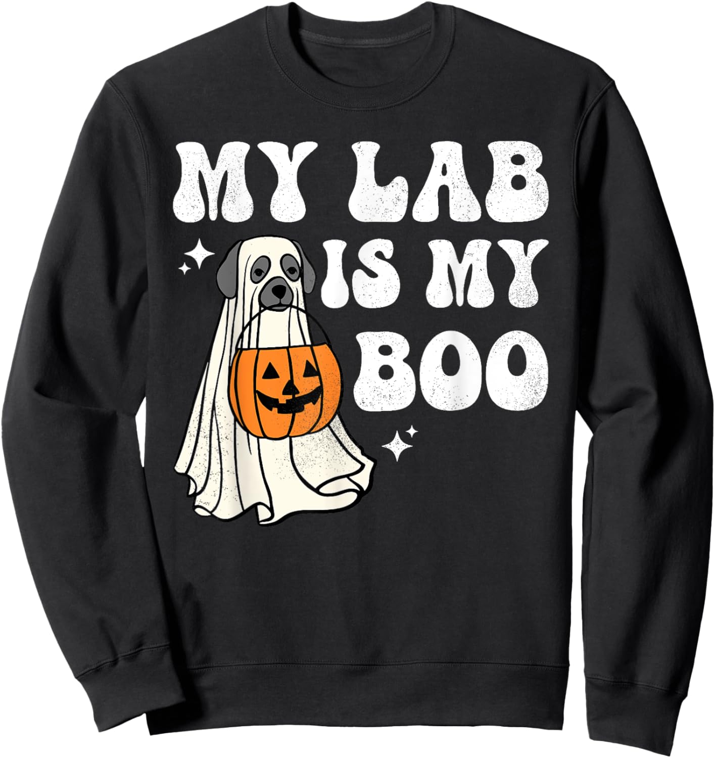 Halloween Black Lab Ghost Dog Lab Mom Retro Labrador Mama Do Men Women Sweatshirt - Sweatshirt | Black