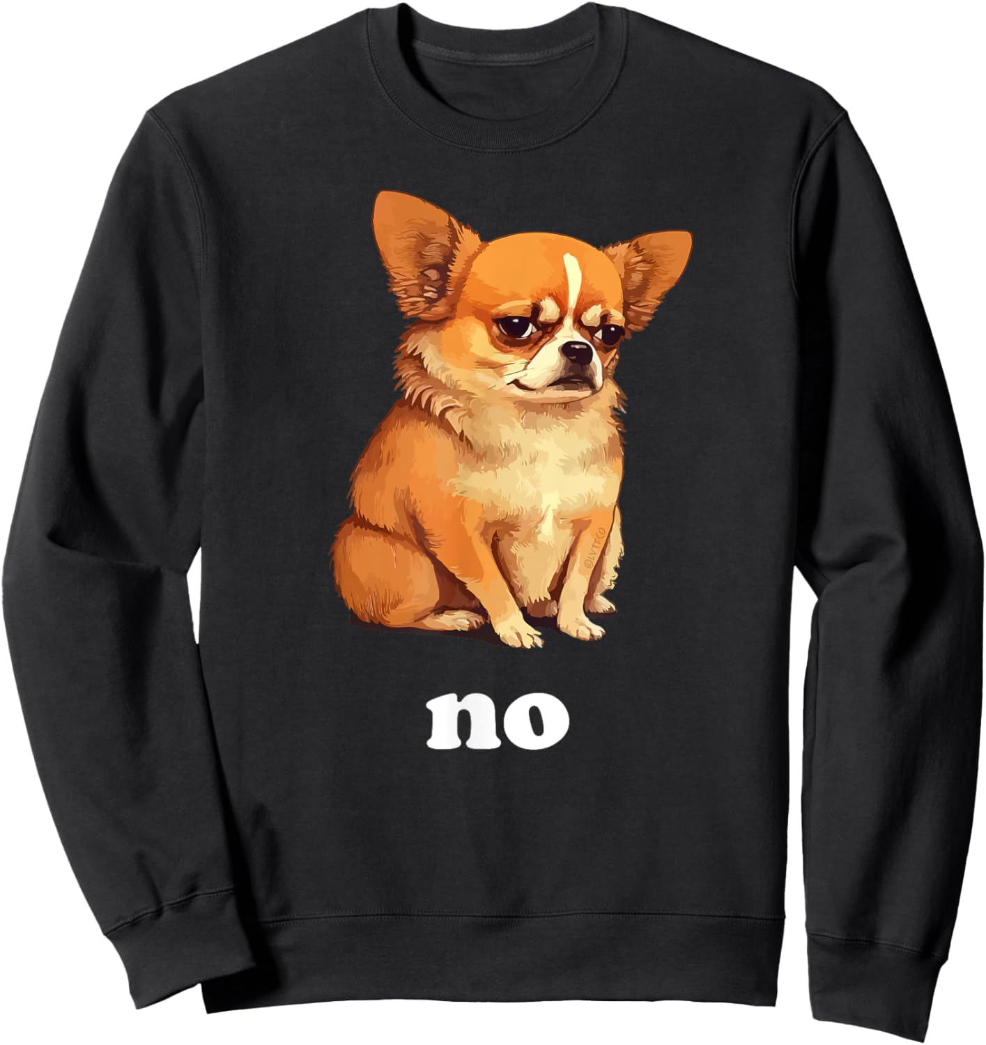 Funny Chihuahua Dog Pet Meme (No) -Kids Black Cartoon Chihuahua Humor Sweatshirt - Sweatshirt | Black