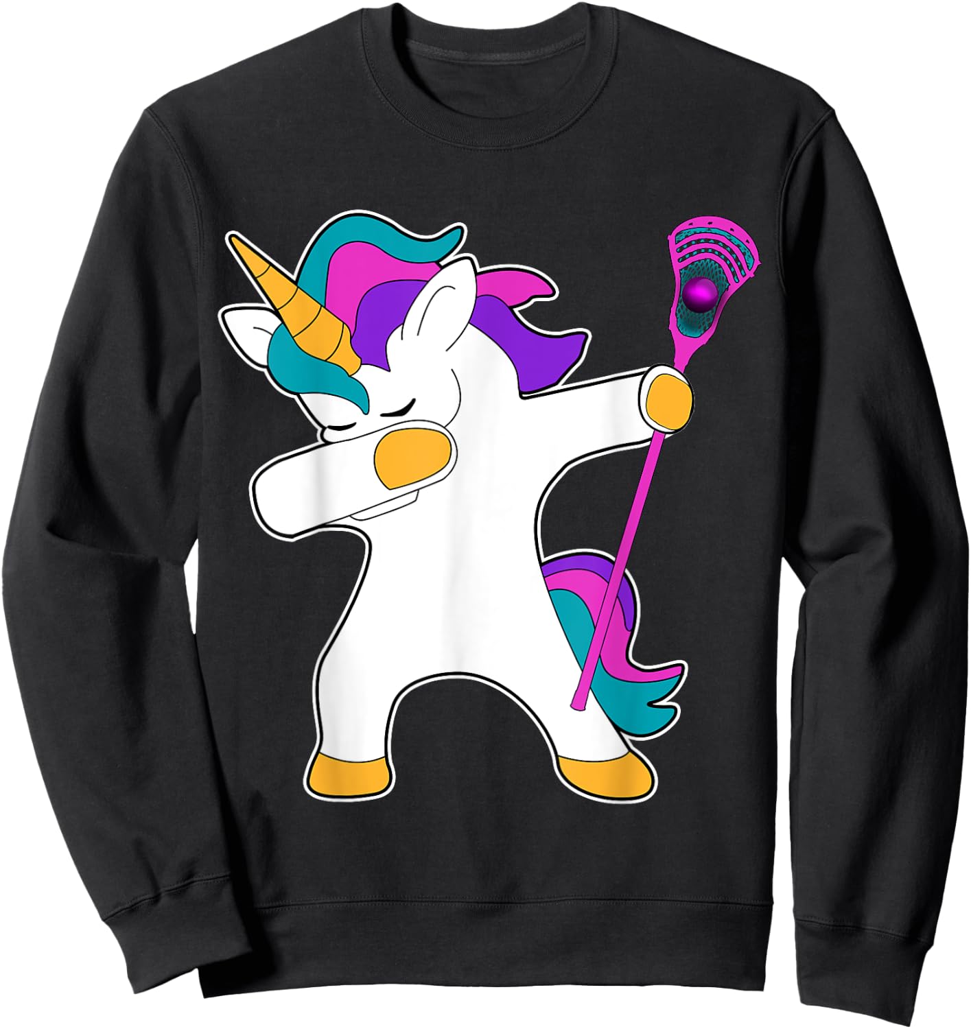 Dabbing Unicorn Lacrosse LAX Shirt Funny Gift Sweatshirt - Sweatshirt | Black