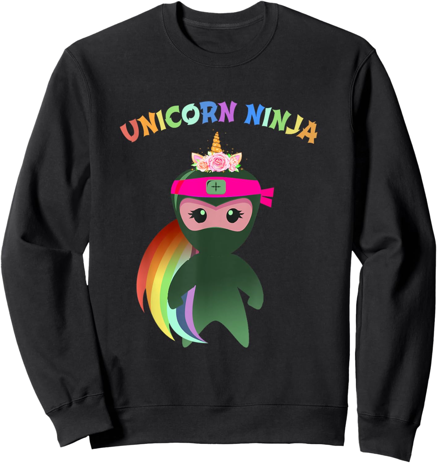 Funny Unicorn Ninja Disguise Spy Girls Kids & Teachers Squad Sweatshirt - Sweatshirt | Black