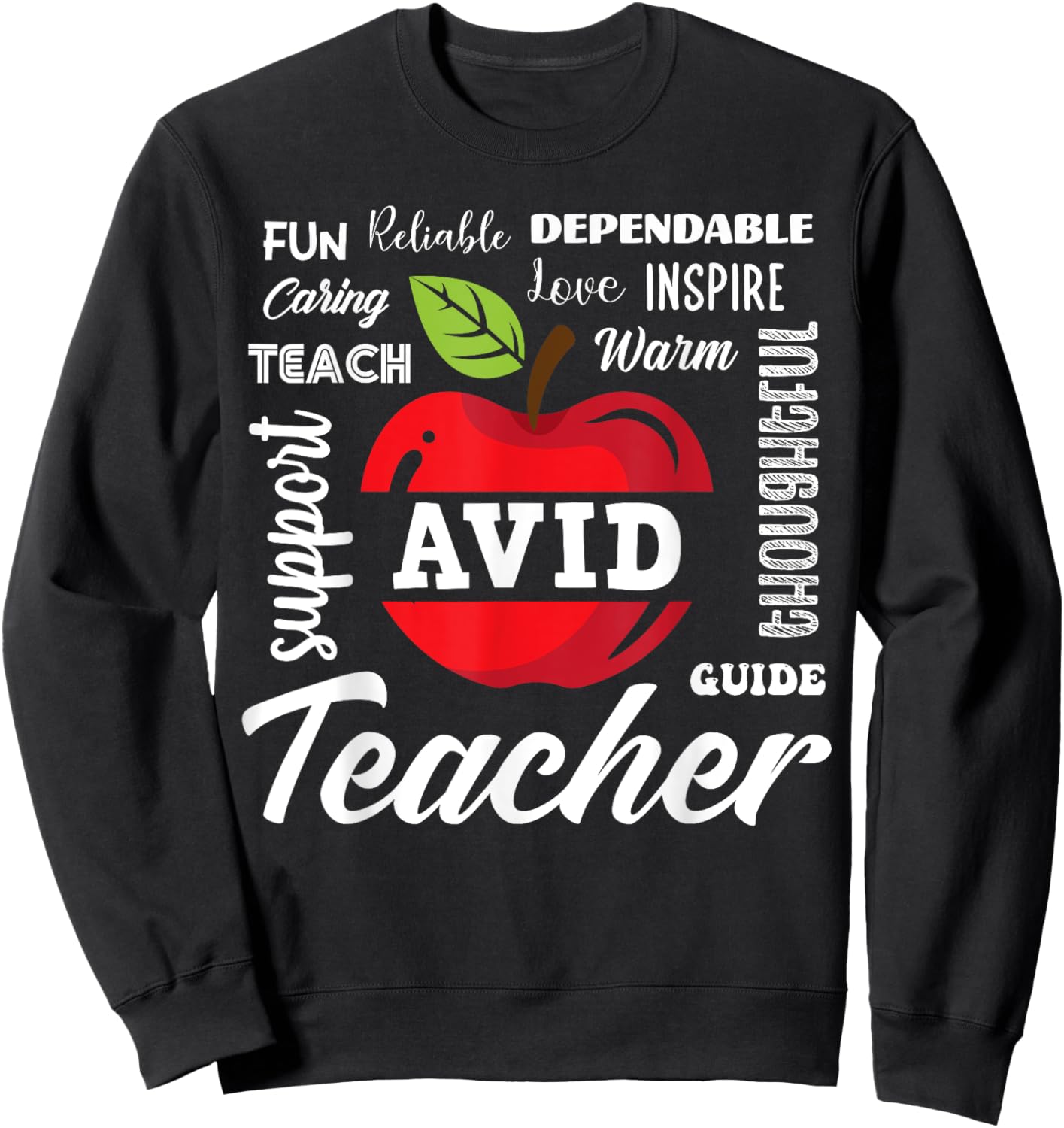 Cute Avid Teacher Back To School Women Sweatshirt - Sweatshirt | Black