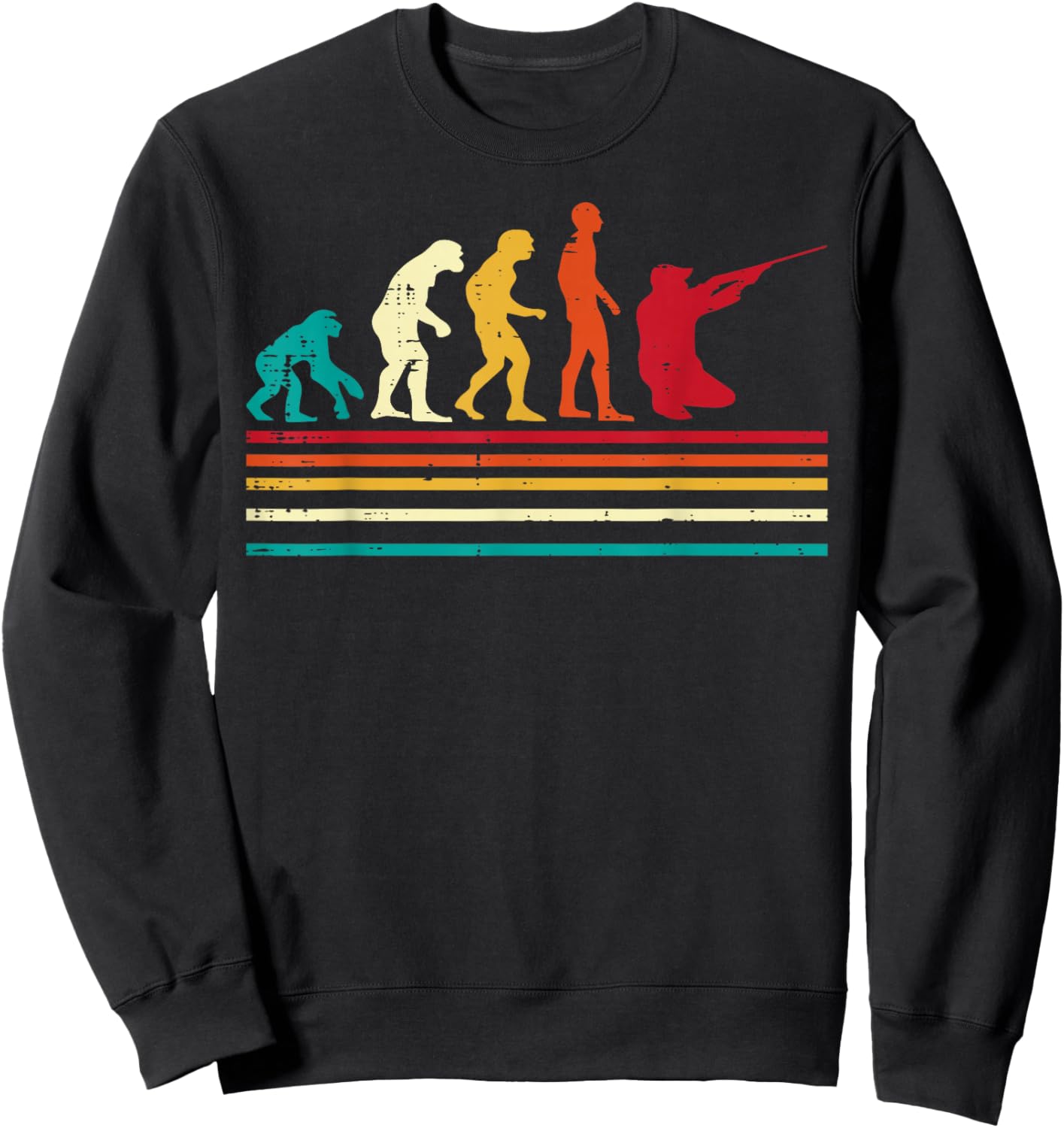 Hunter Human Evolution Retro Hunting Deer Men Women Kid Teen Sweatshirt - Sweatshirt | Black