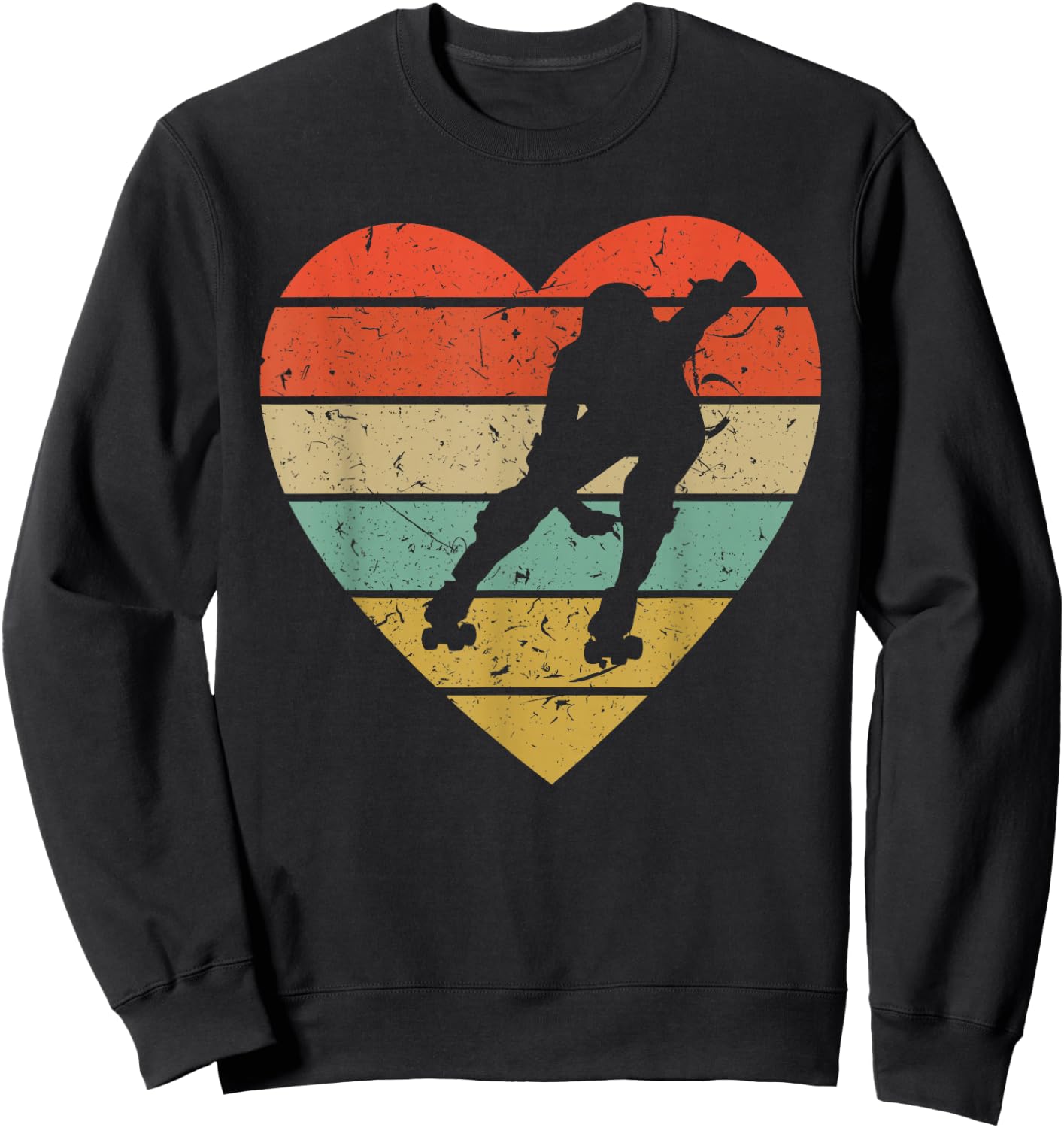 Roller Derby Vintage Design Retro Skater Player Heart Sport Sweatshirt - Sweatshirt | Black