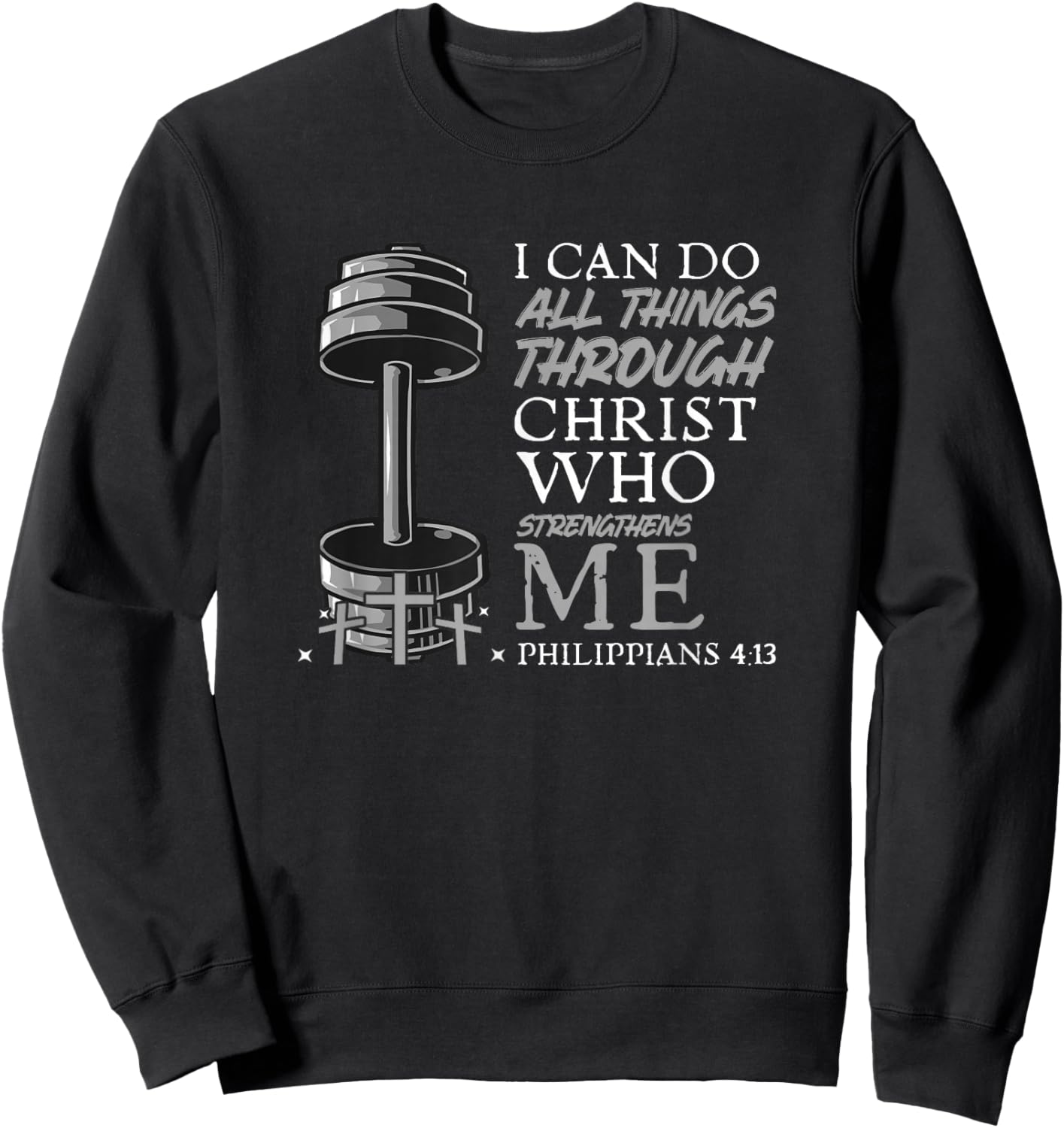Can Do All Things Weightlifter Christian Gym Bible Verse Sweatshirt - Sweatshirt | Black