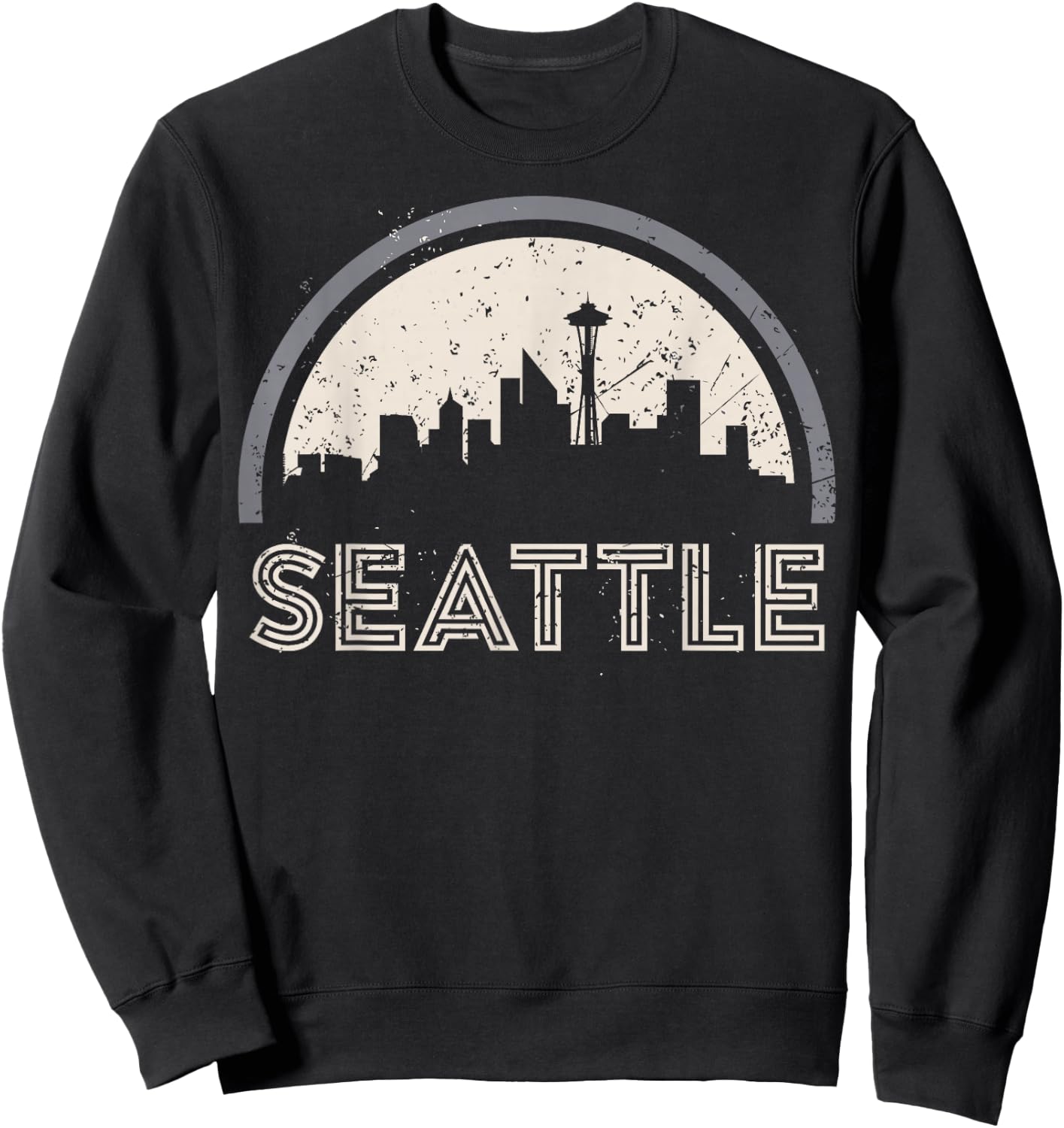 Grunge Seattle Skyline Distressed Look design Sweatshirt - Sweatshirt | Black