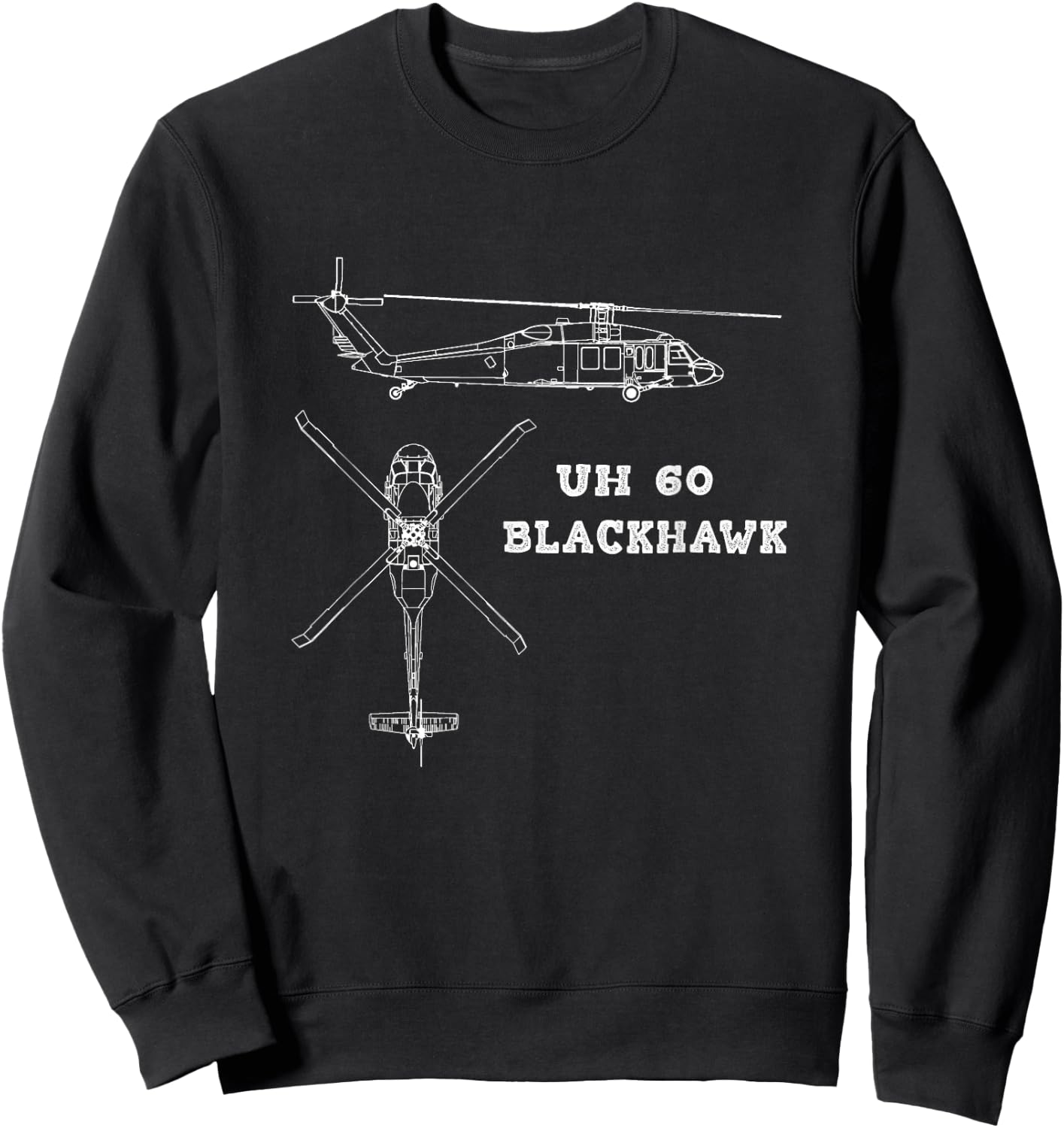 UH 60 Blackhawk US Army Aviation Utility Helicopter Sweatshirt - Sweatshirt | Black