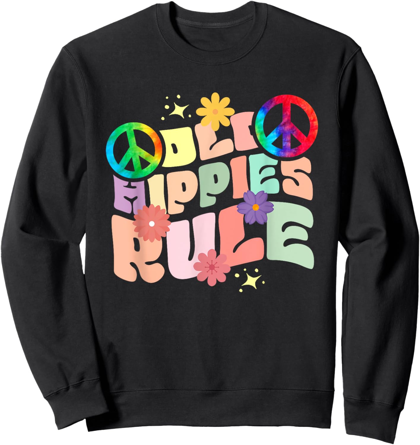 Funny Old Hippies Rule | Peace Sign | Hippy Sweatshirt - Sweatshirt | Black
