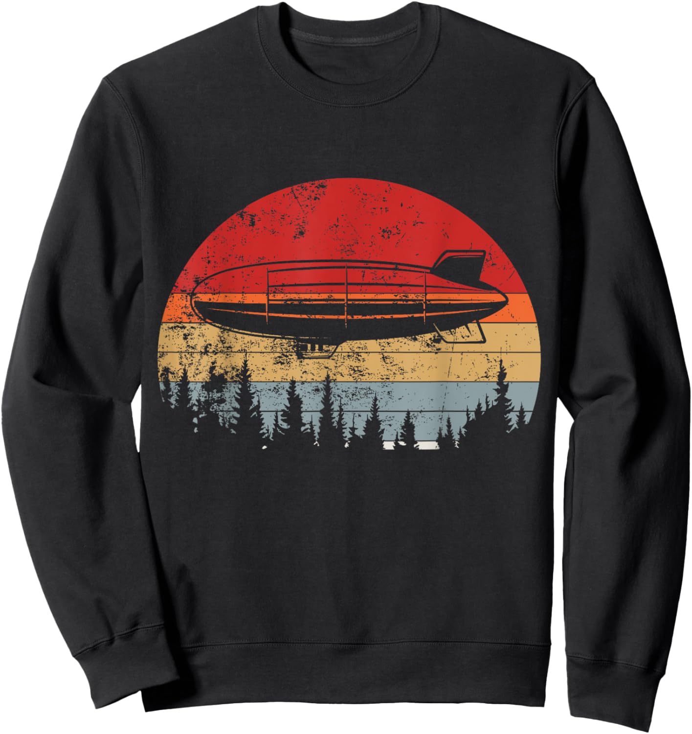 Retro Zeppelin 70s Dirigible Blimp Airship Zepelin Zepplin Sweatshirt - Sweatshirt | Black