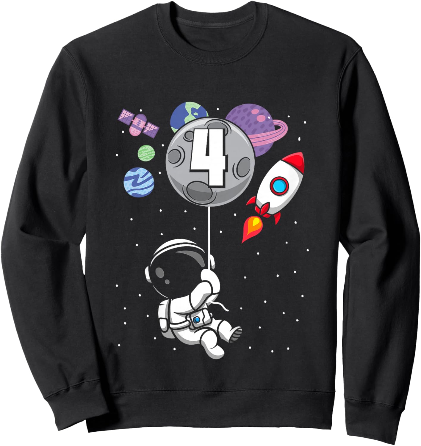 4 Years Old Boy 4th Birthday Gift Bday Astronaut Sweatshirt - Sweatshirt | Black