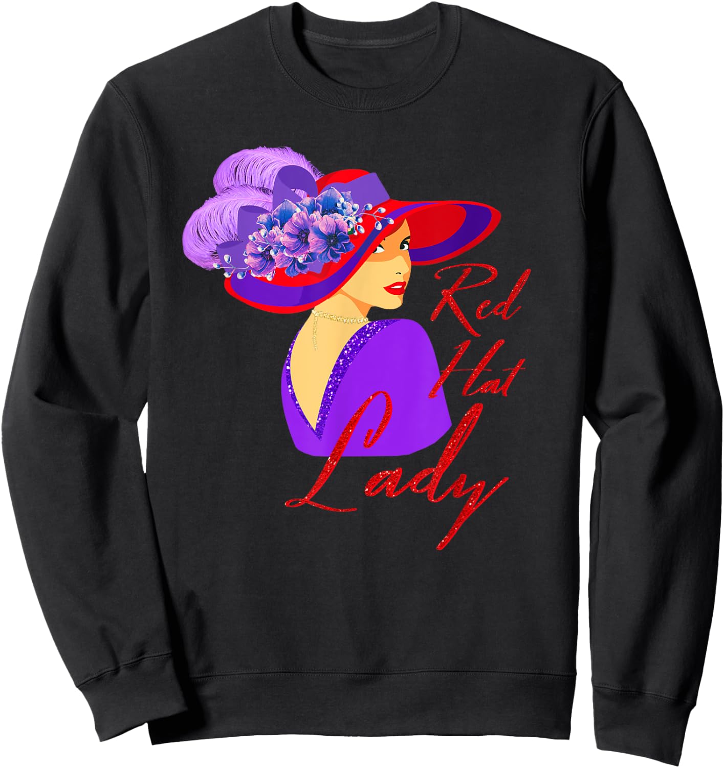 Red Hat Elegant Lady Vintage Style Sweatshirt - Sweatshirt | Black