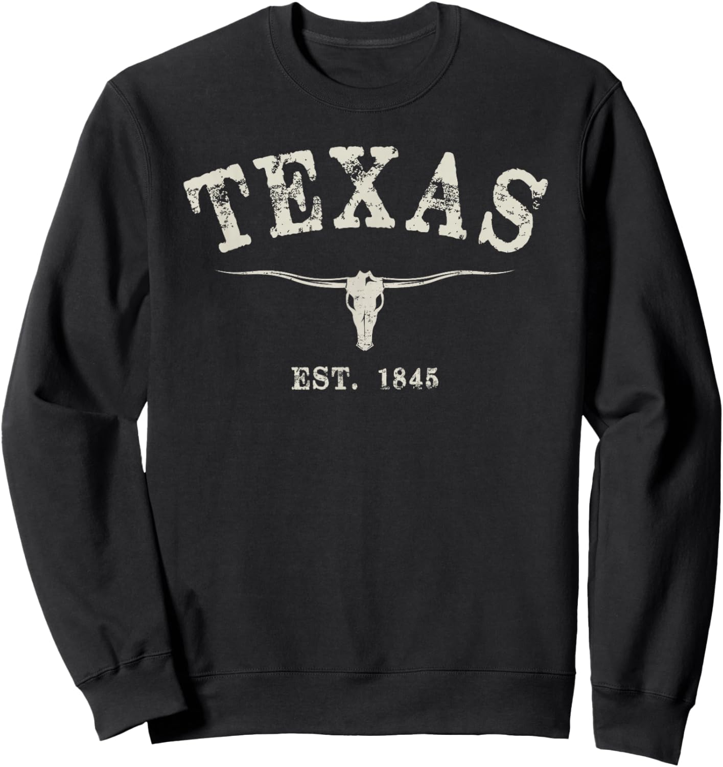 Distressed Texas State Sweatshirt - Sweatshirt | Black