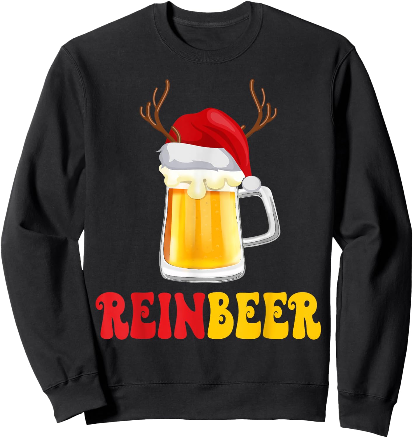 Beer Christmas Mug Reinbeer Winedeer Couples Matching Sweatshirt - Sweatshirt | Black