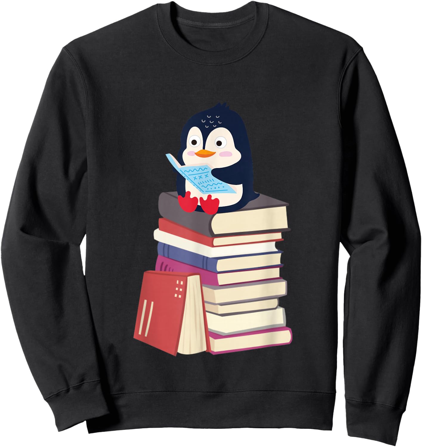 Teacher Librarian Kawaii Penguin, Book Lover Penguin Sweatshirt - Sweatshirt | Black