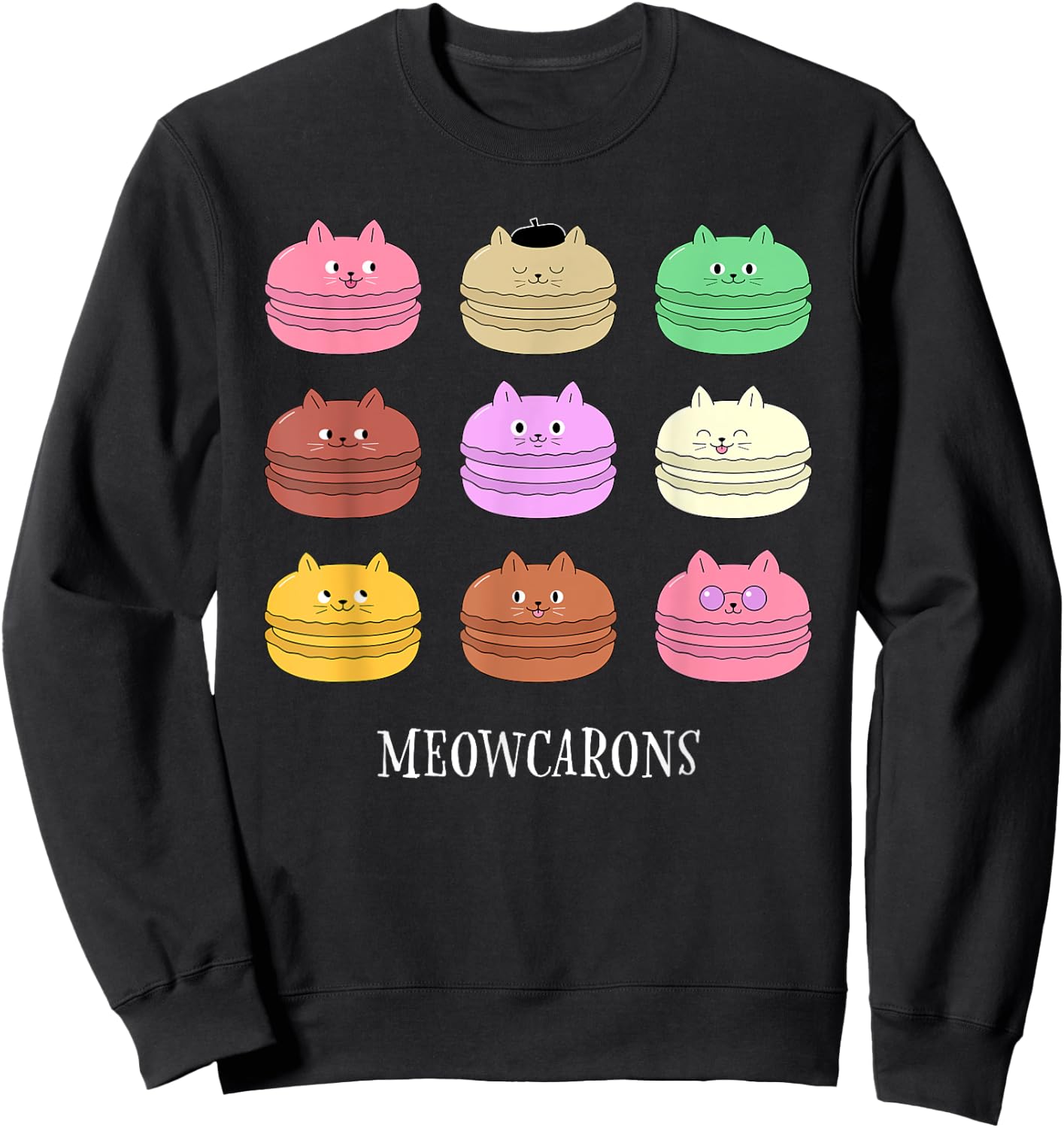 Cat Macarons "Meowcarons" - For Baking Girlfriend Sweatshirt - Sweatshirt | Black