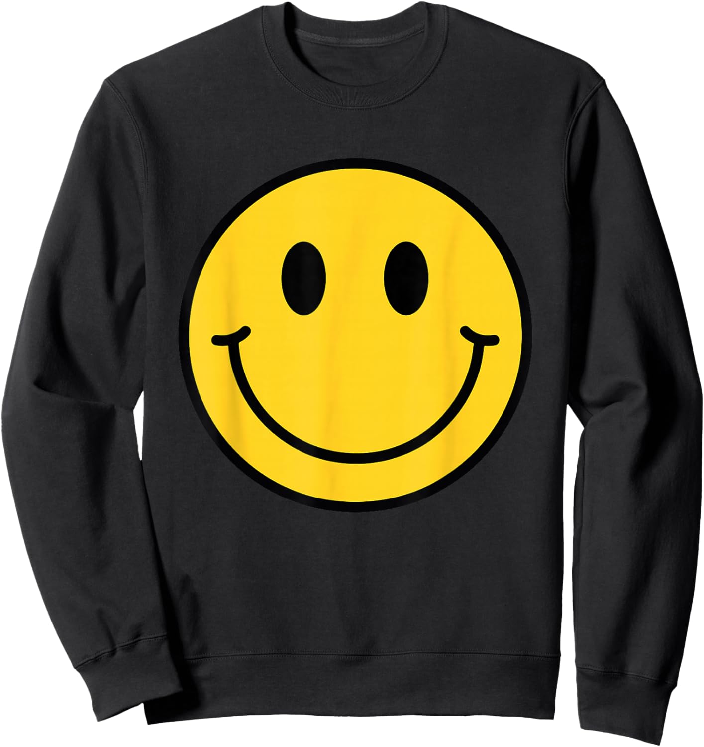 70s Yellow Smile Face Shirt Cute Happy Peace Smiling Face Sweatshirt - Sweatshirt | Black
