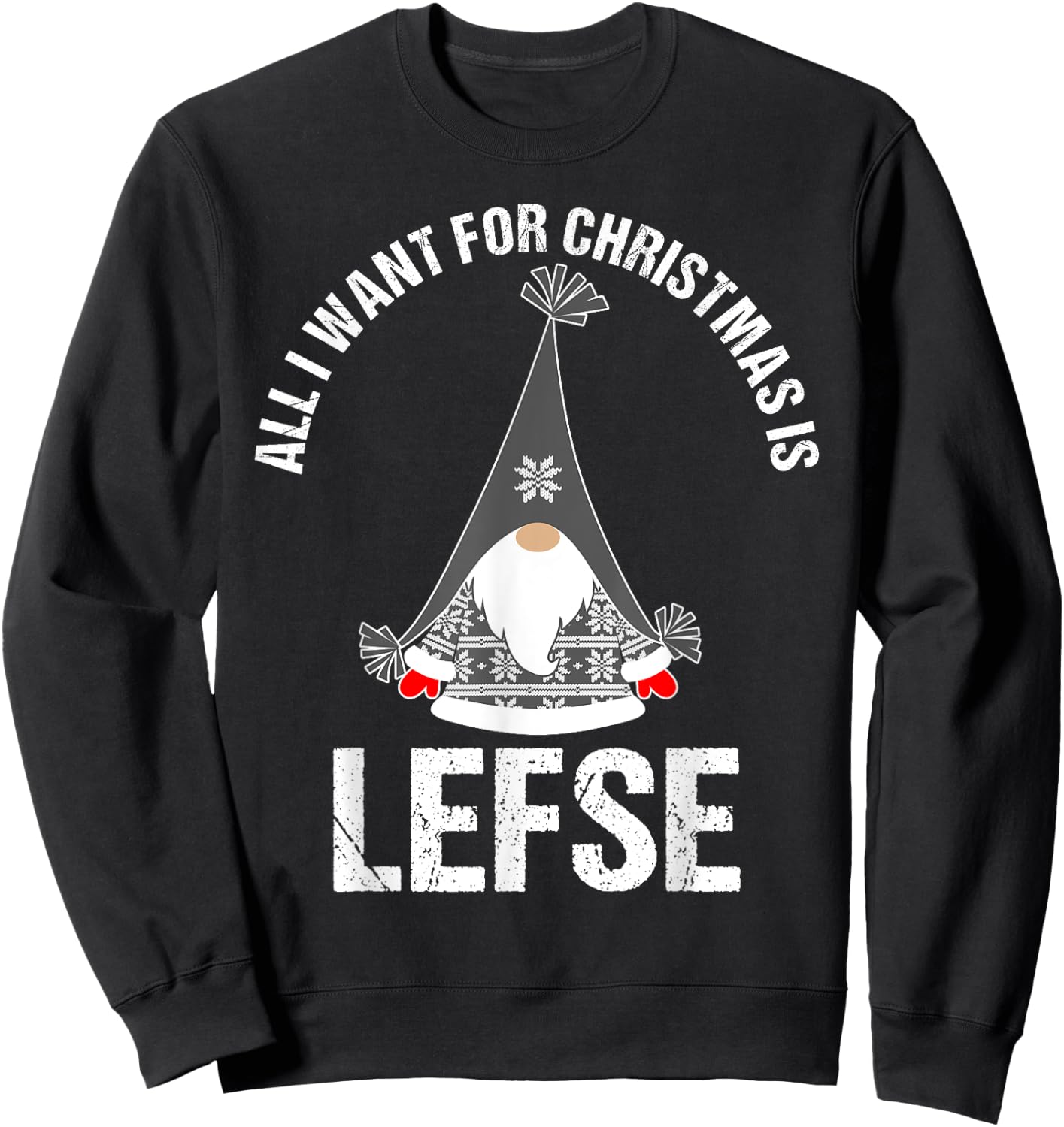 Lefse Christmas Tomte Gnome Scandinavian Nordic Sweatshirt - Sweatshirt | Black