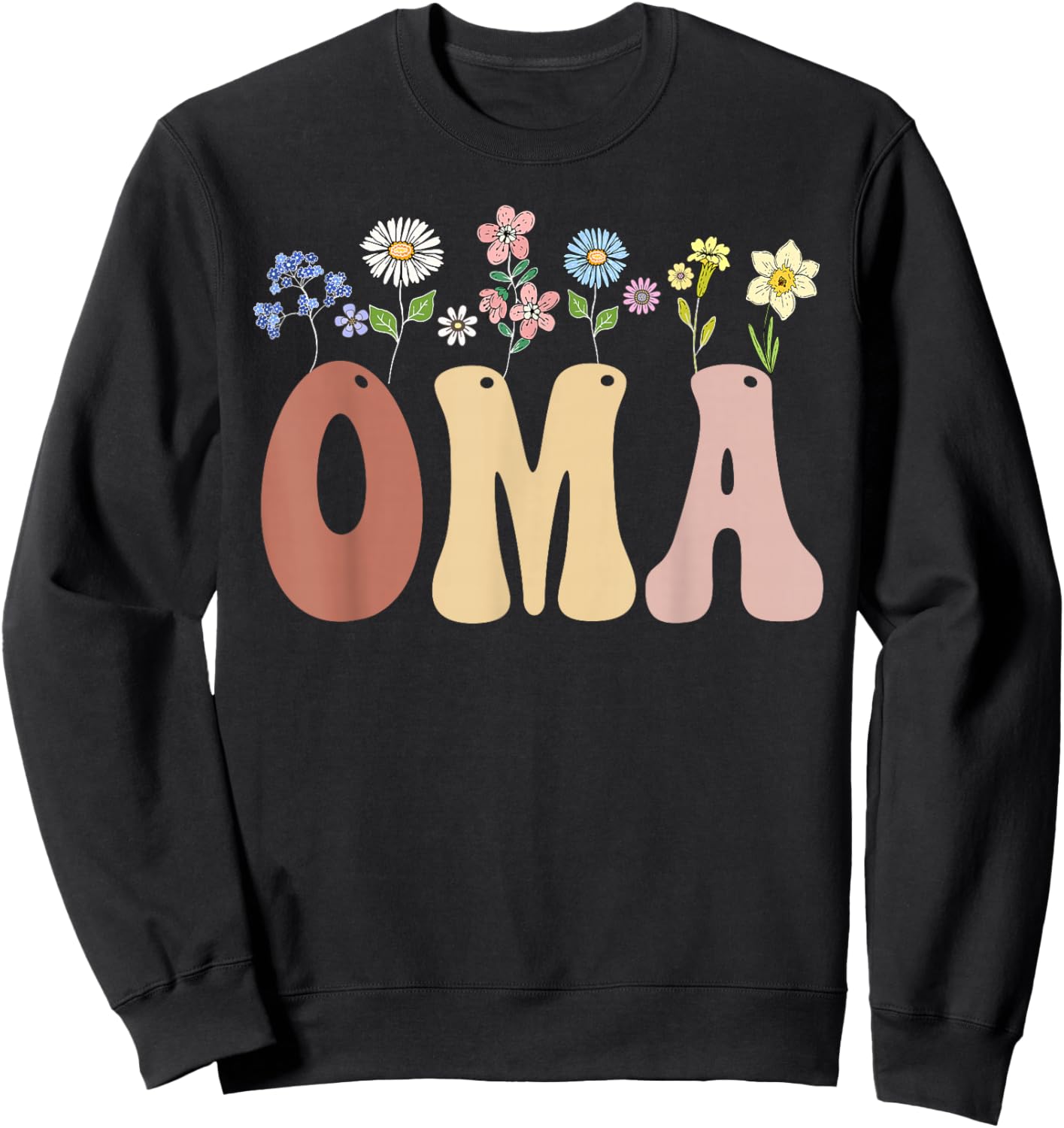 Oma Gifts Women Wildflower Floral Design Oma Sweatshirt - Sweatshirt | Black