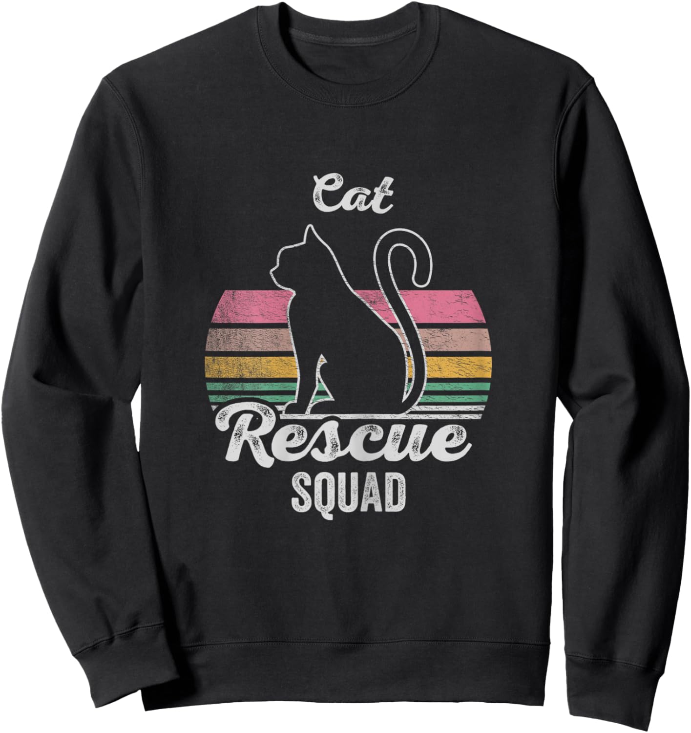 Retro Vintage Animal Rescue Shirt Cat Rescue Squad Sweatshirt - Sweatshirt | Black