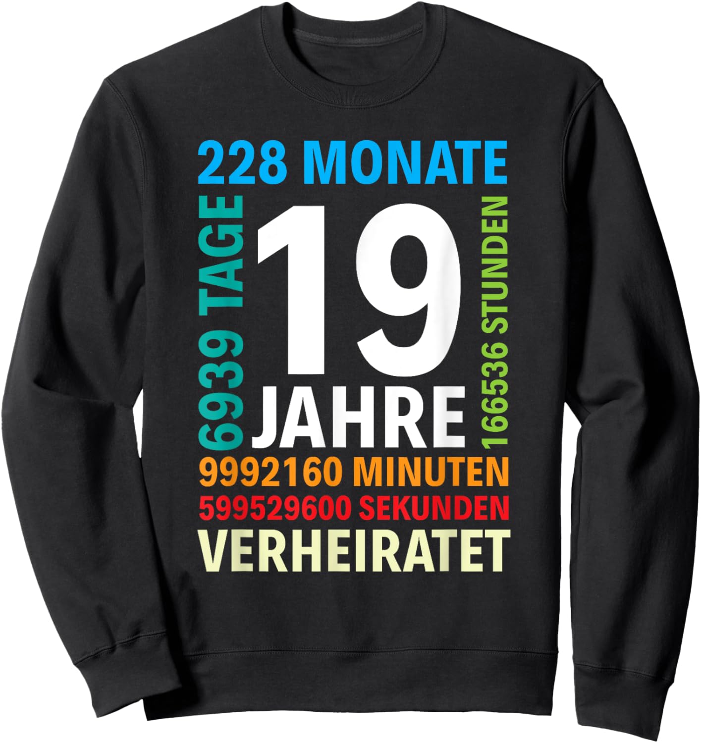 19 Jahre Verheiratet Perlmutthochzeit 19. Hochzeitstag Sweatshirt - Sweatshirt | Black