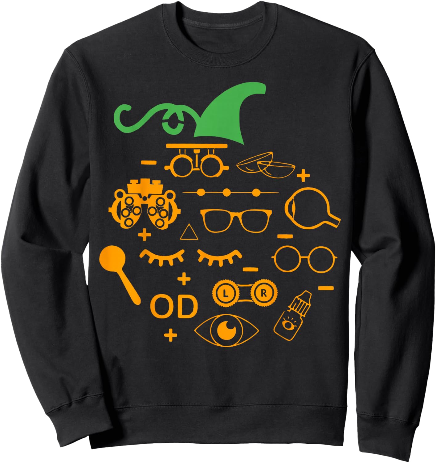 Optometry Symbols Pumpkin Shape Autumn Halloween Optometrist Sweatshirt - Sweatshirt | Black