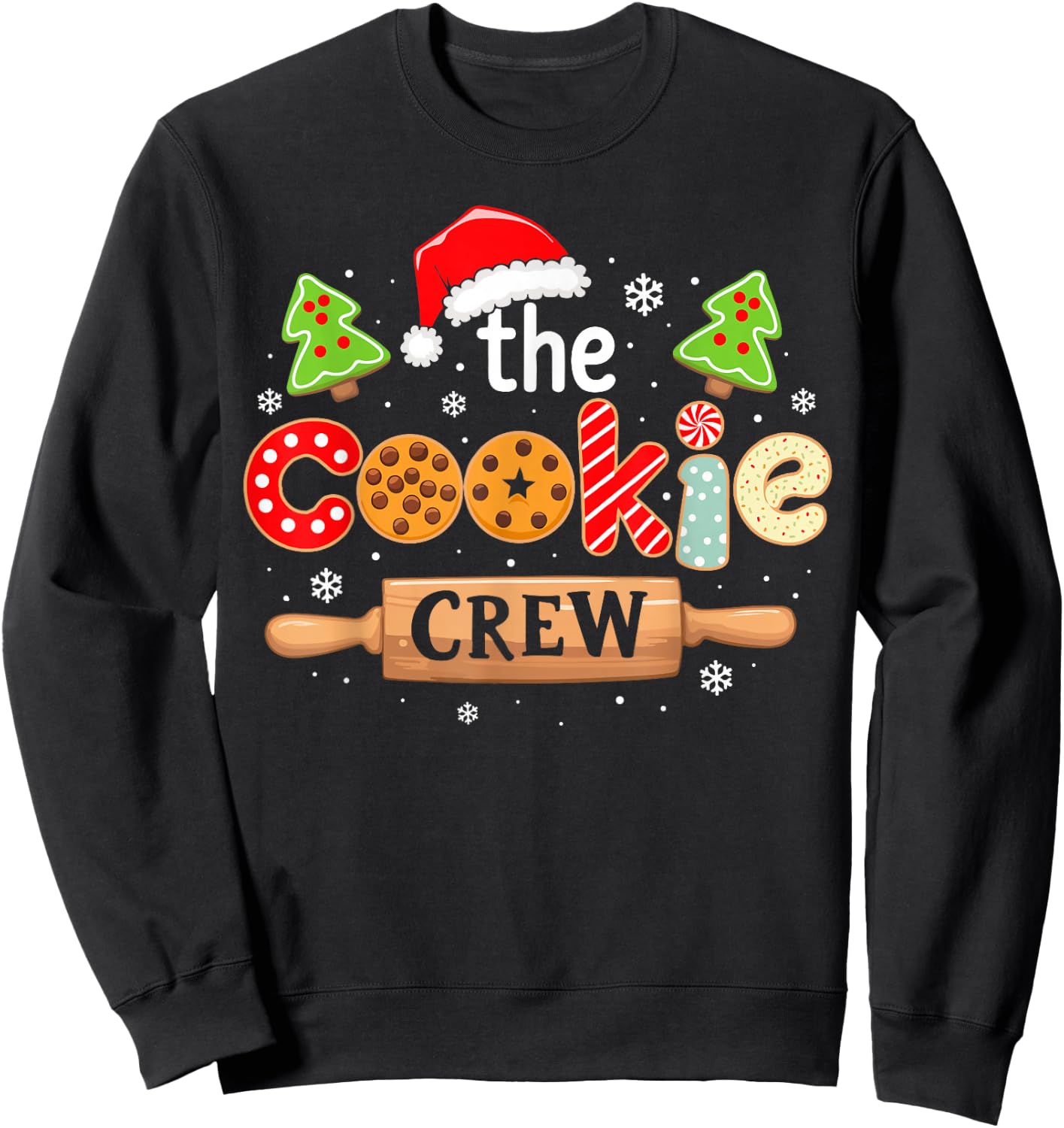 The Cookie Crew Christmas Baking Cookie Lover Kids Women Sweatshirt - Sweatshirt | Black