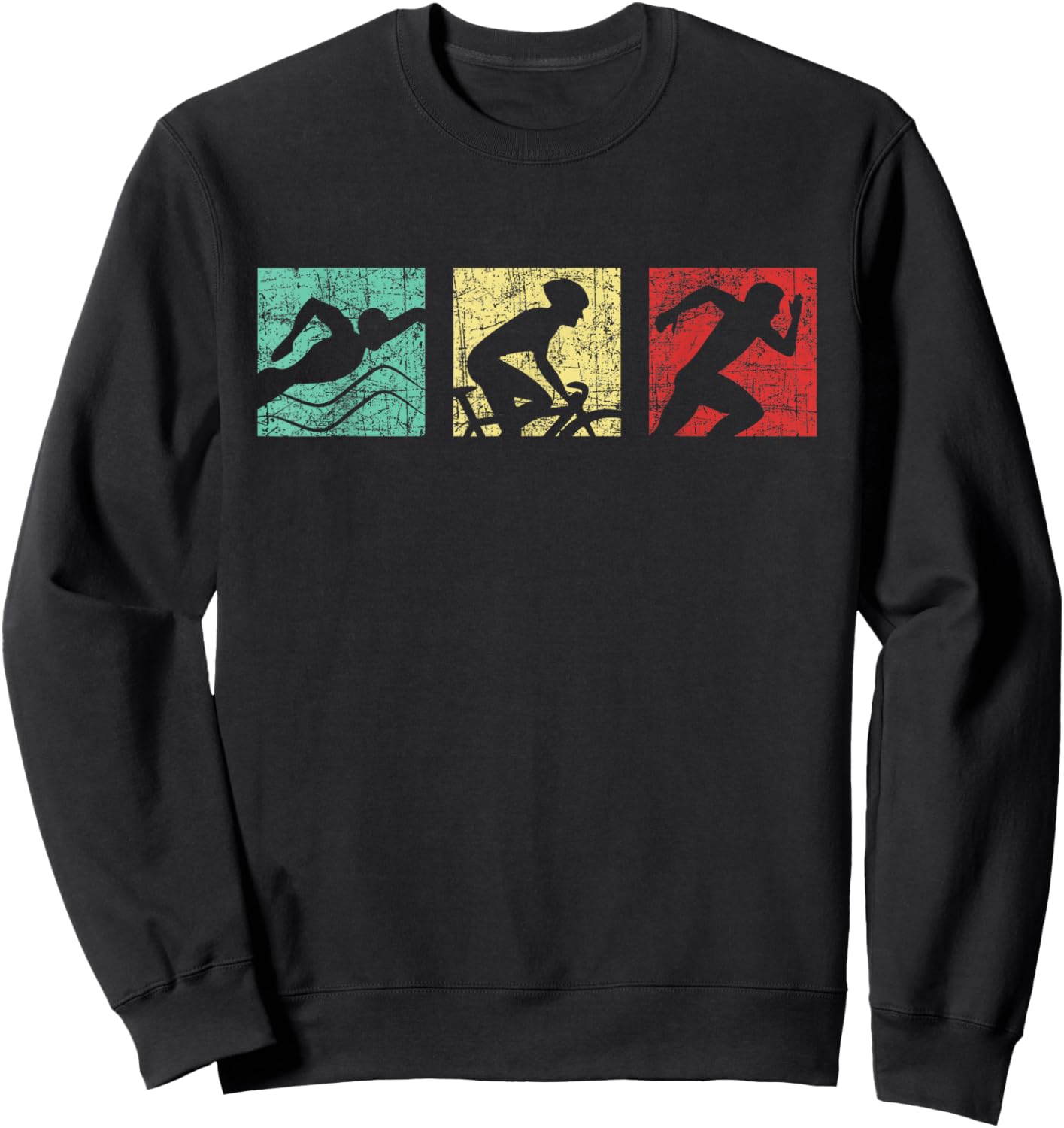 Retro Triathlon - Sports Marathoner Cycling Running Swimming Sweatshirt - Sweatshirt | Black