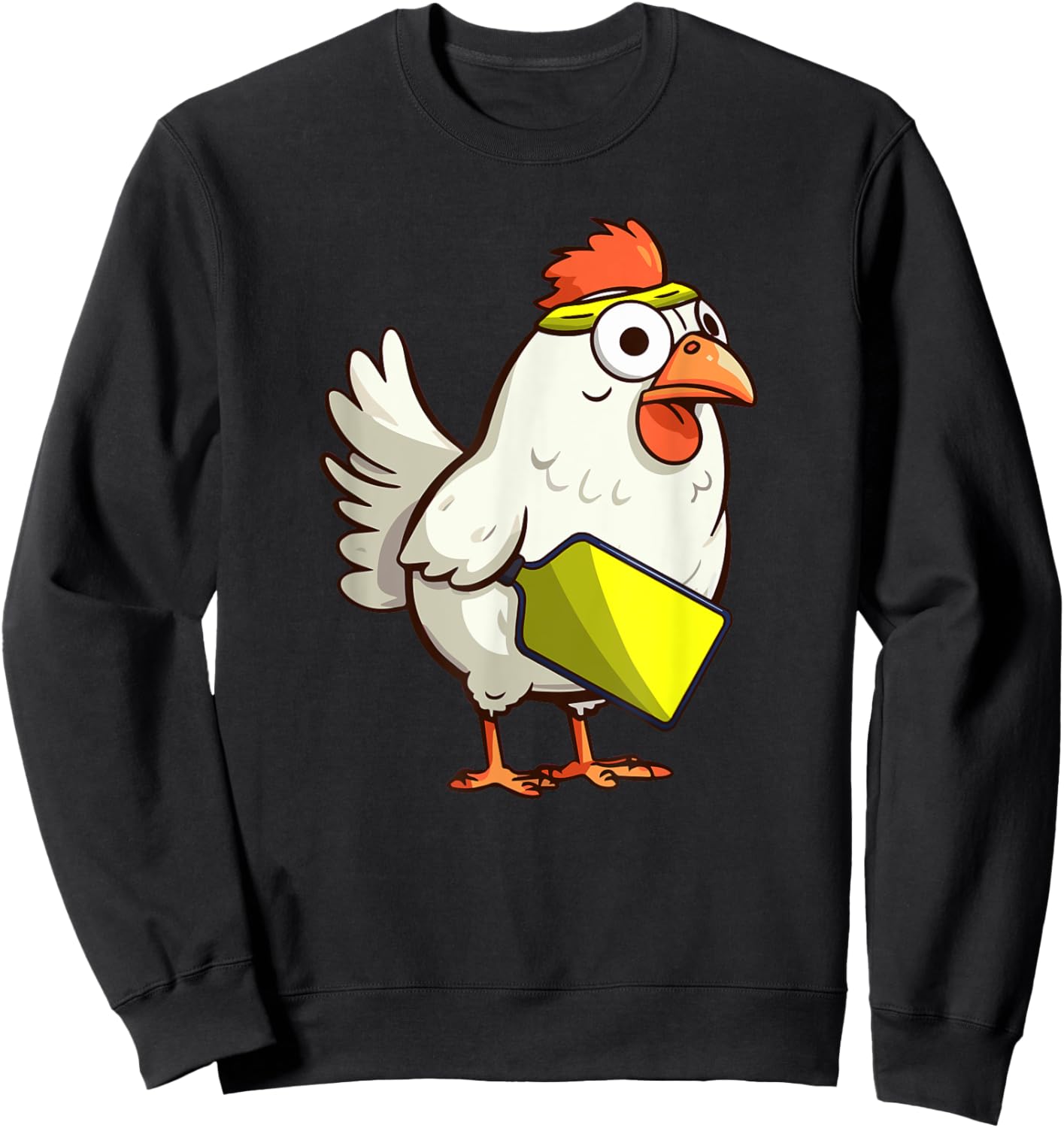 Cute Rooster Funny Chicken Pickleball Player Sweatshirt - Sweatshirt | Black