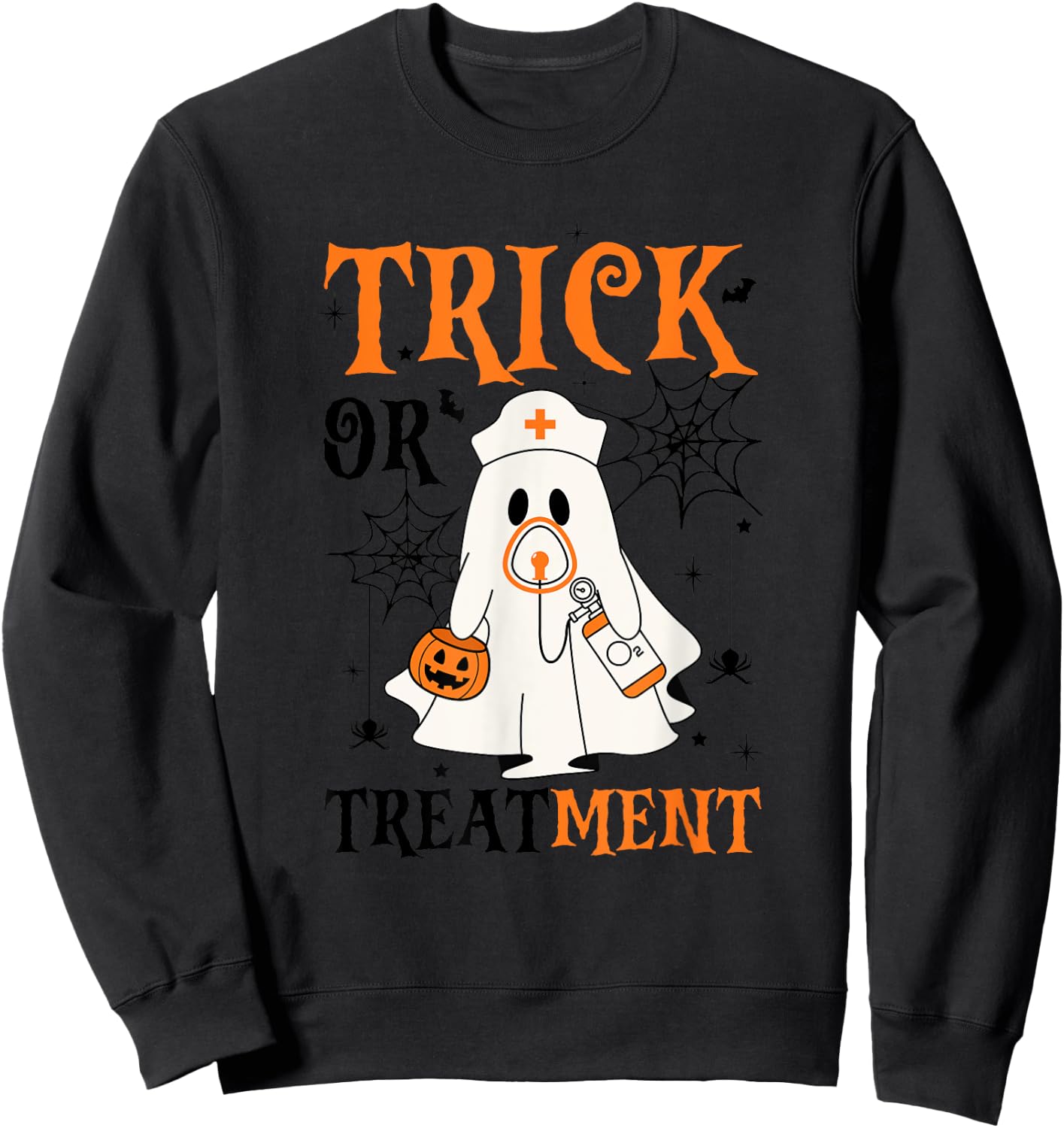 Trick Or Treatment Respiratory Therapist Nurse Halloween Sweatshirt - Sweatshirt | Black