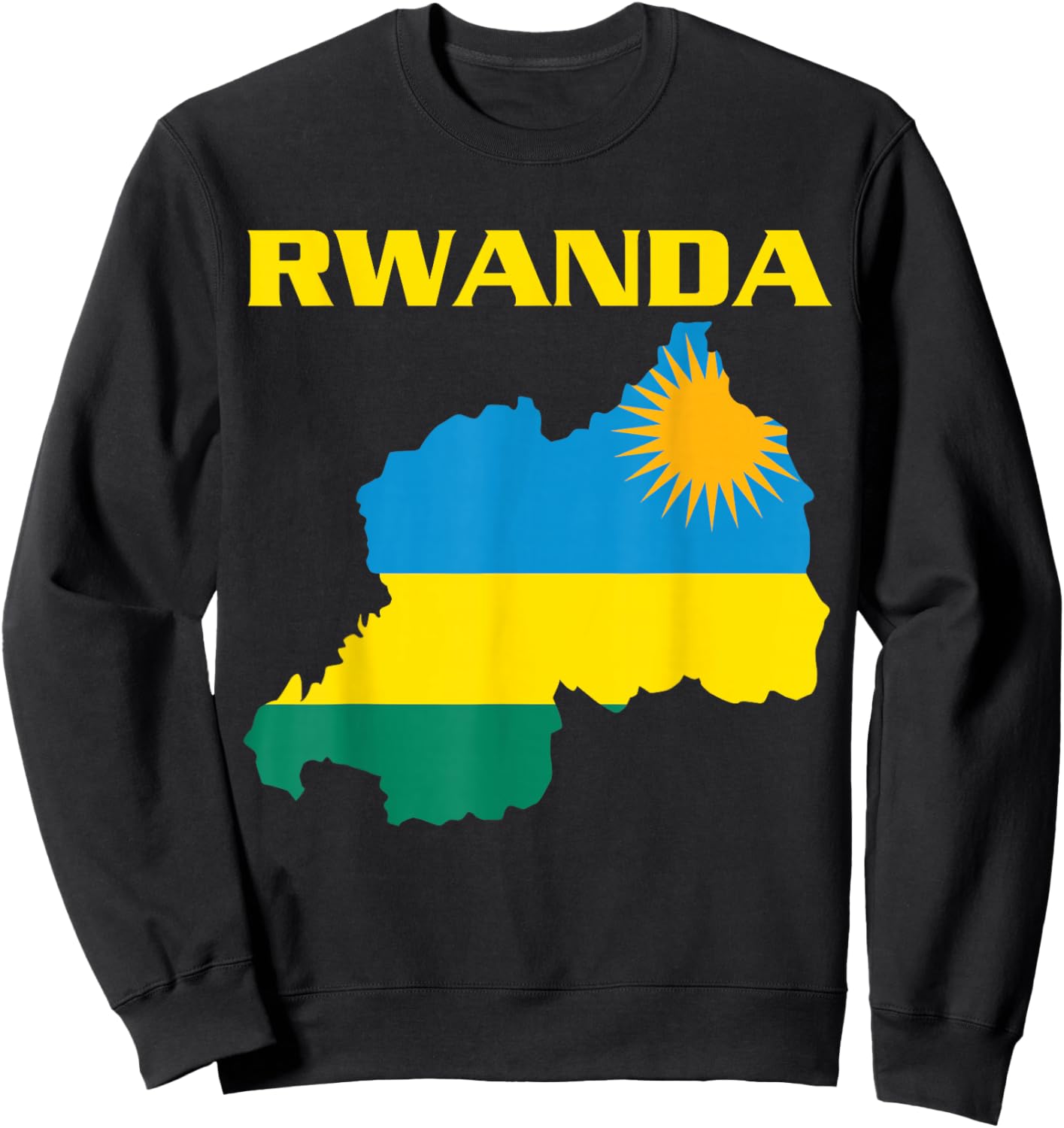 Rwanda Flag Country Shape, Rwandan Flag, Rwanda Sweatshirt - Sweatshirt | Black
