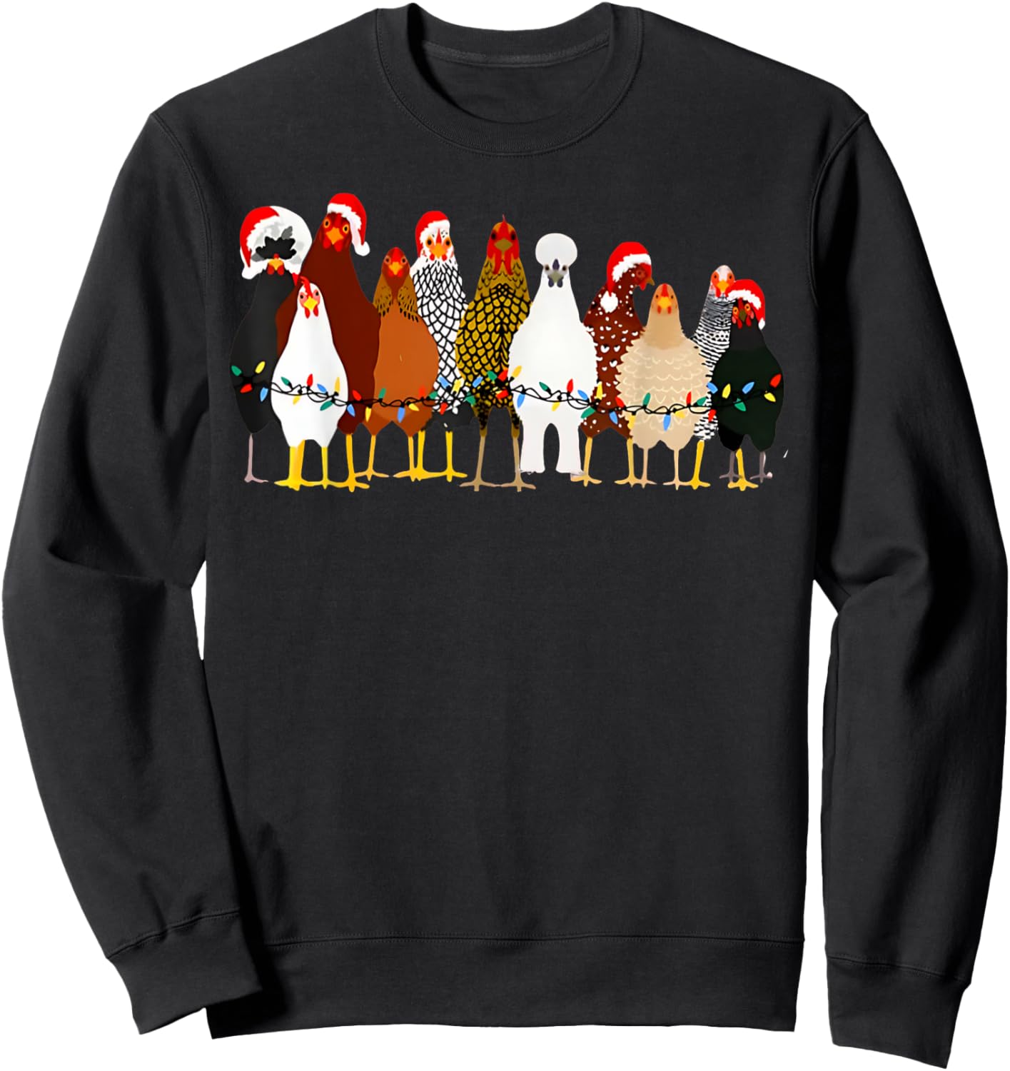 Cute Christmas Chickens Santa Farm Chickens Animals Pajamas Sweatshirt - Sweatshirt | Black