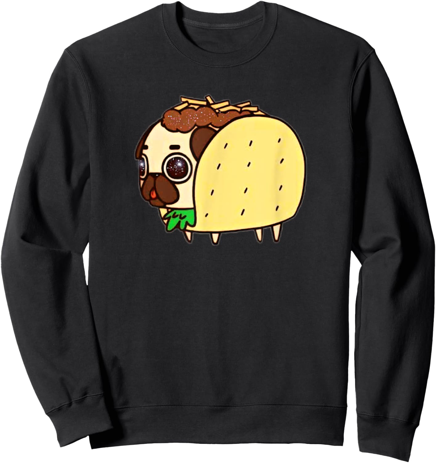 Funny Pug in Taco Sweatshirt - Sweatshirt | Black