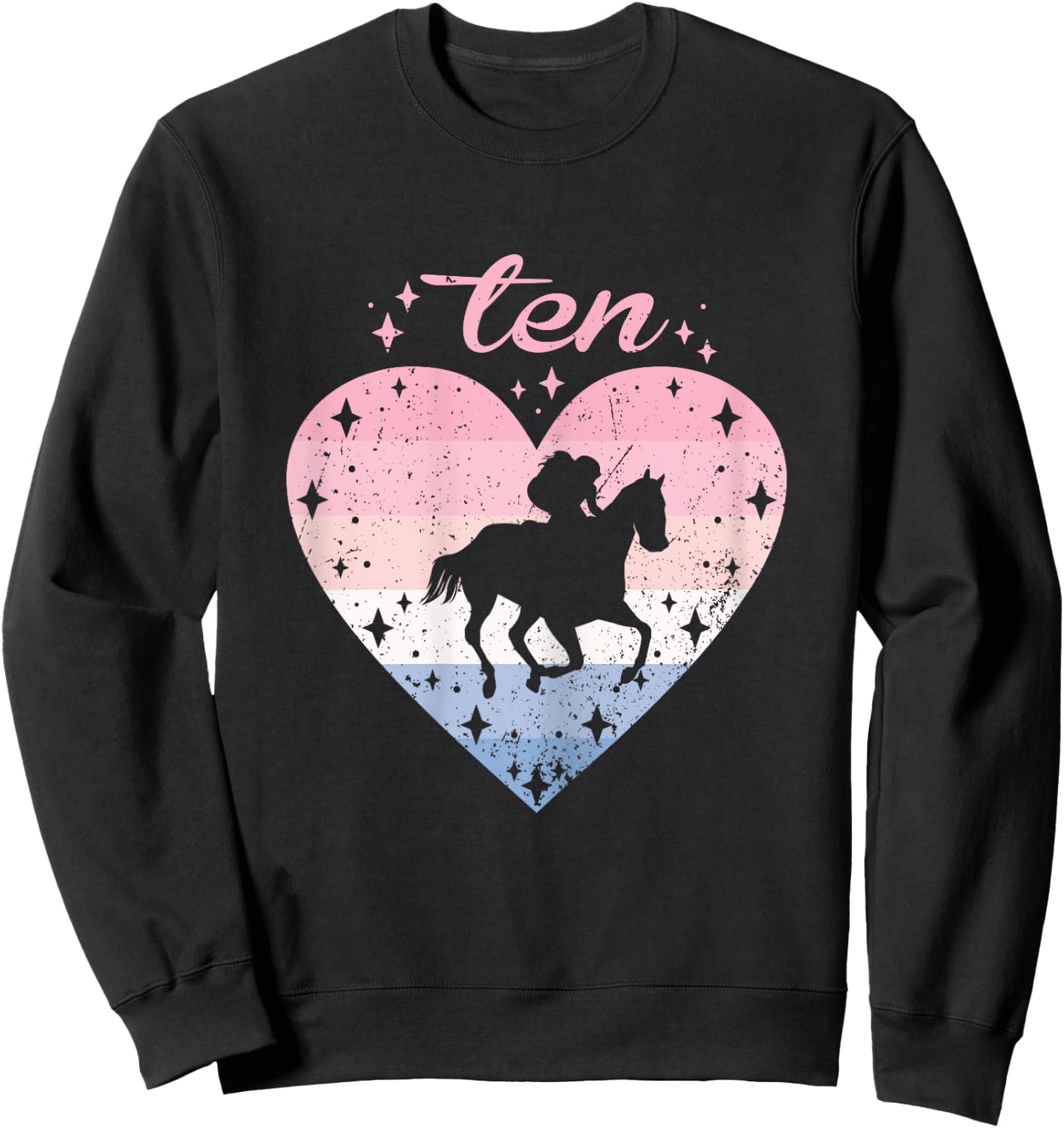 10 Year Old Cute Horse Riding Birthday Girl 10th B-day Sweatshirt - Sweatshirt | Black