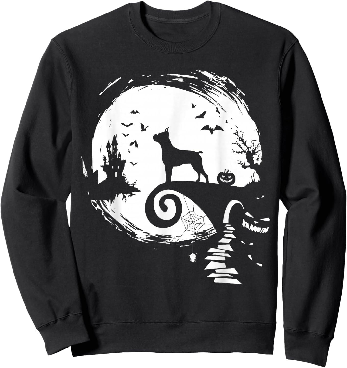 Boxer Dog And Moon Halloween Costume Dog Lover Funny Sweatshirt - Sweatshirt | Black