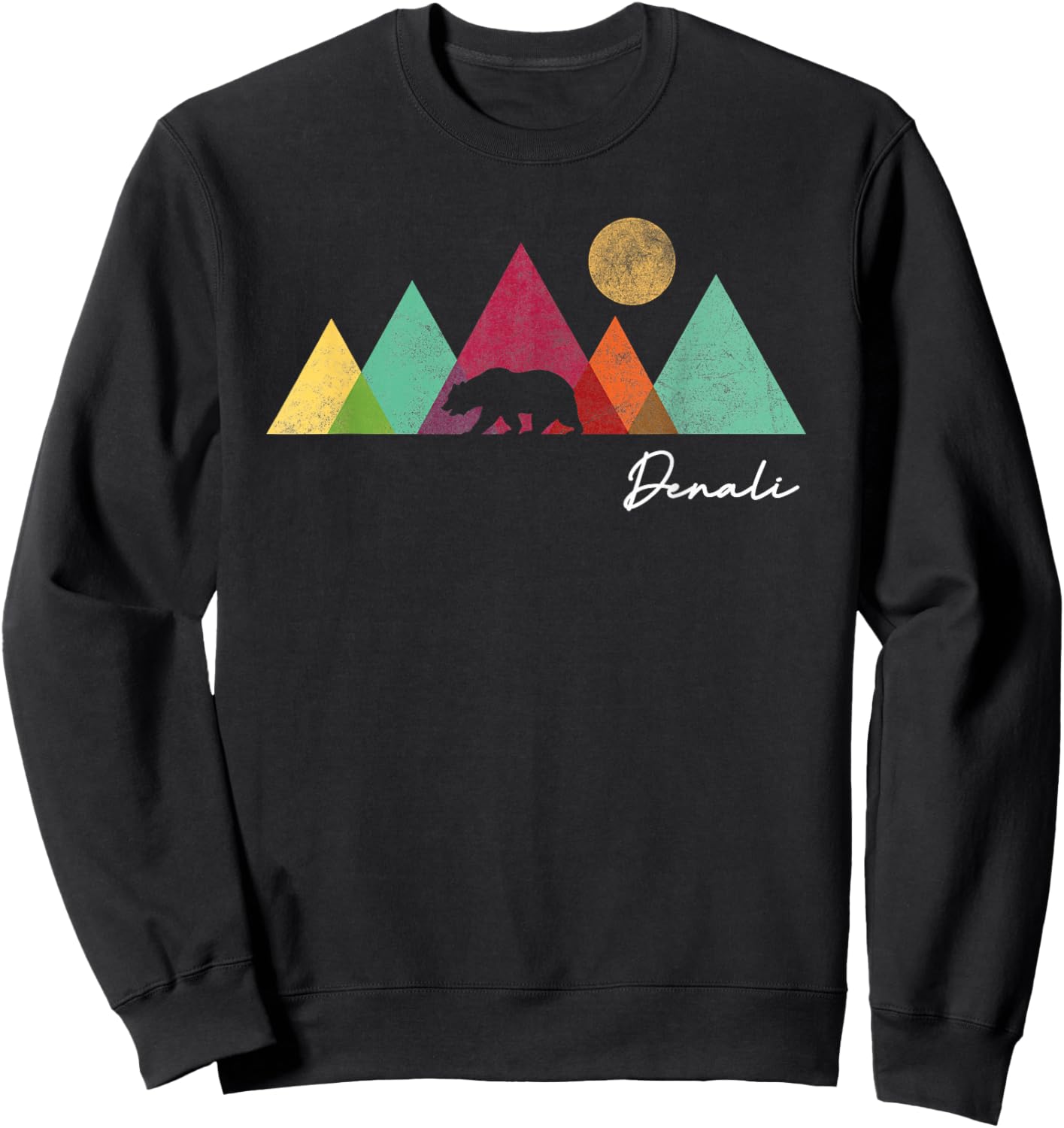 Alaska Denali National Park Souvenir Colorful Bear Mountains Sweatshirt - Sweatshirt | Black